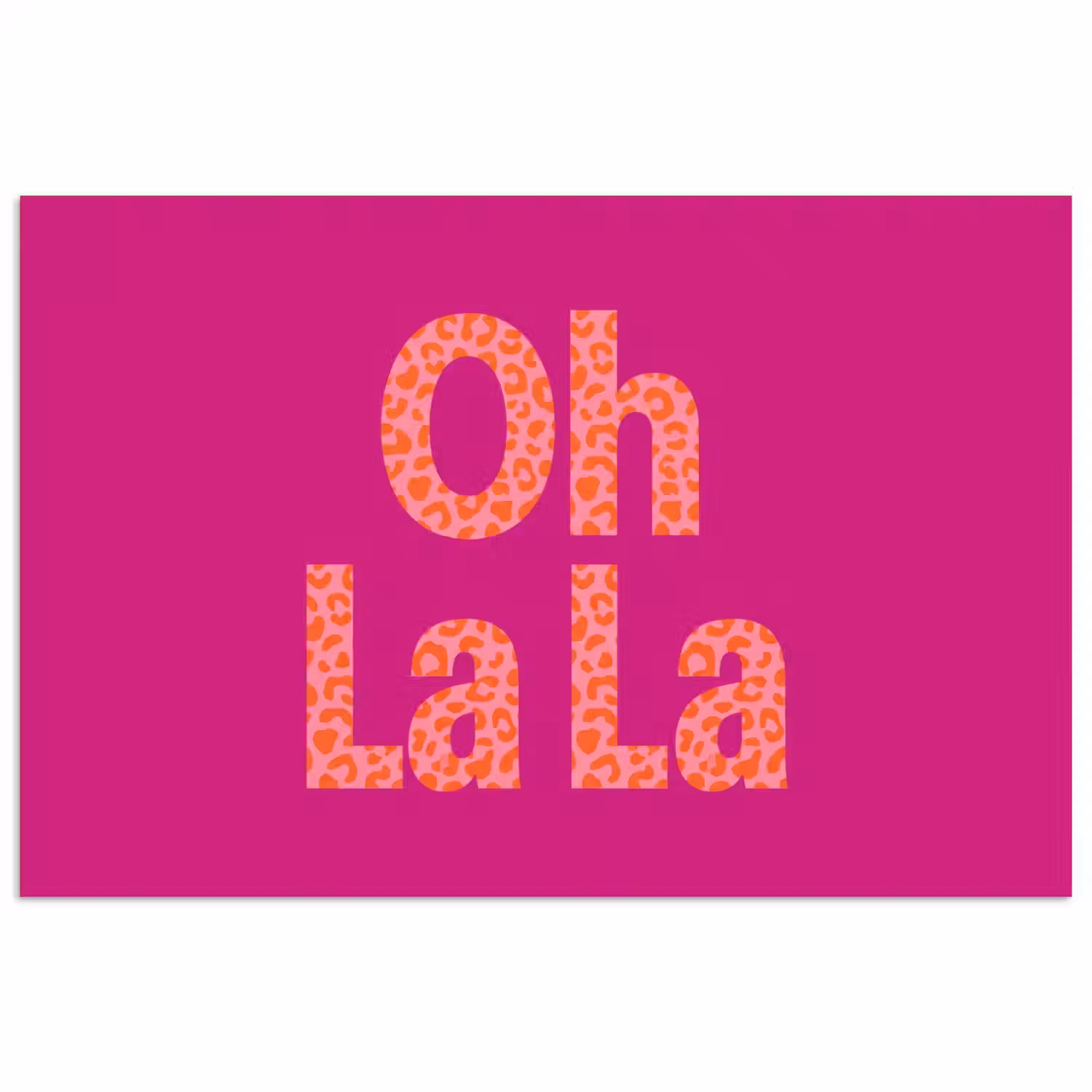 Oh la la - Luipaardprint - Roze poster papier klein -3d