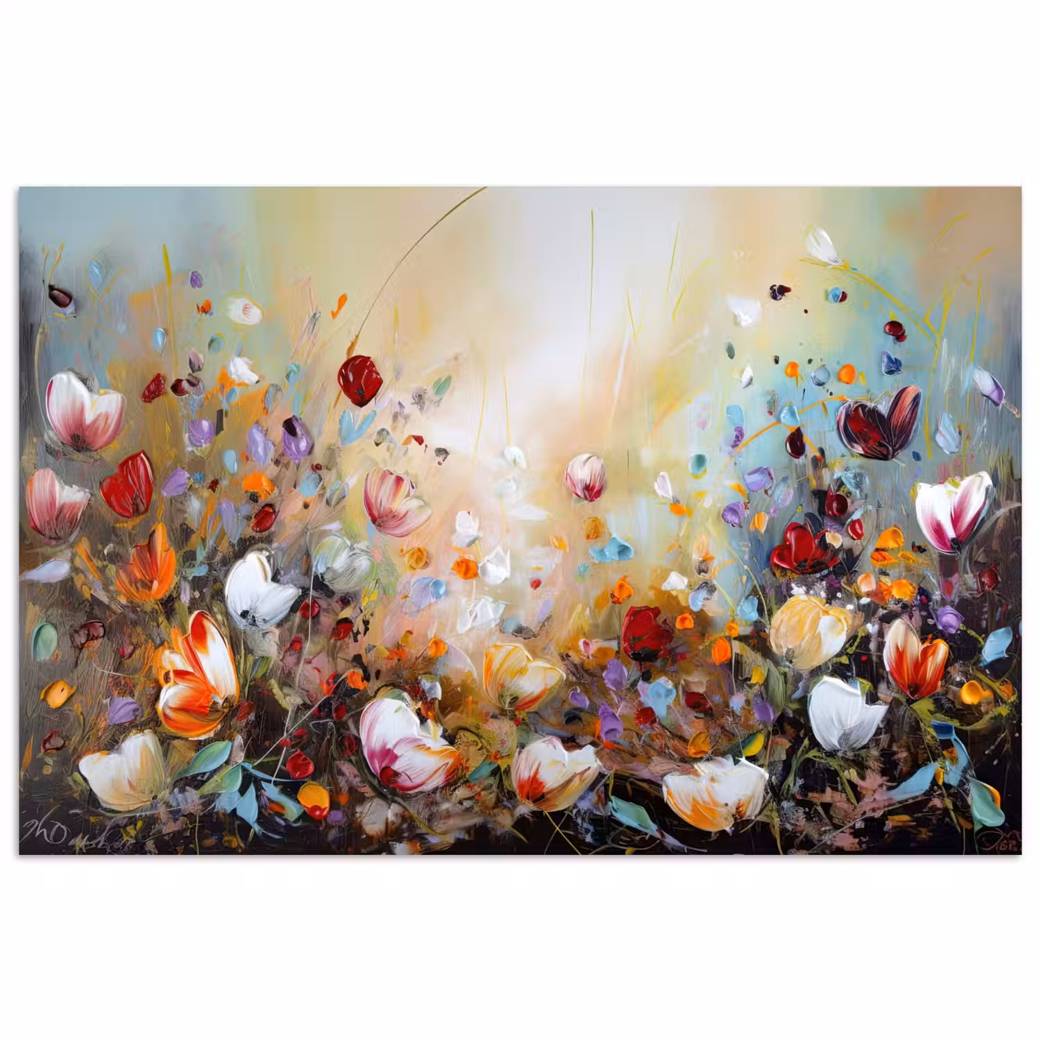 Olieverf - Bloemen - Kleurrijk - Natuur poster papier klein -3d