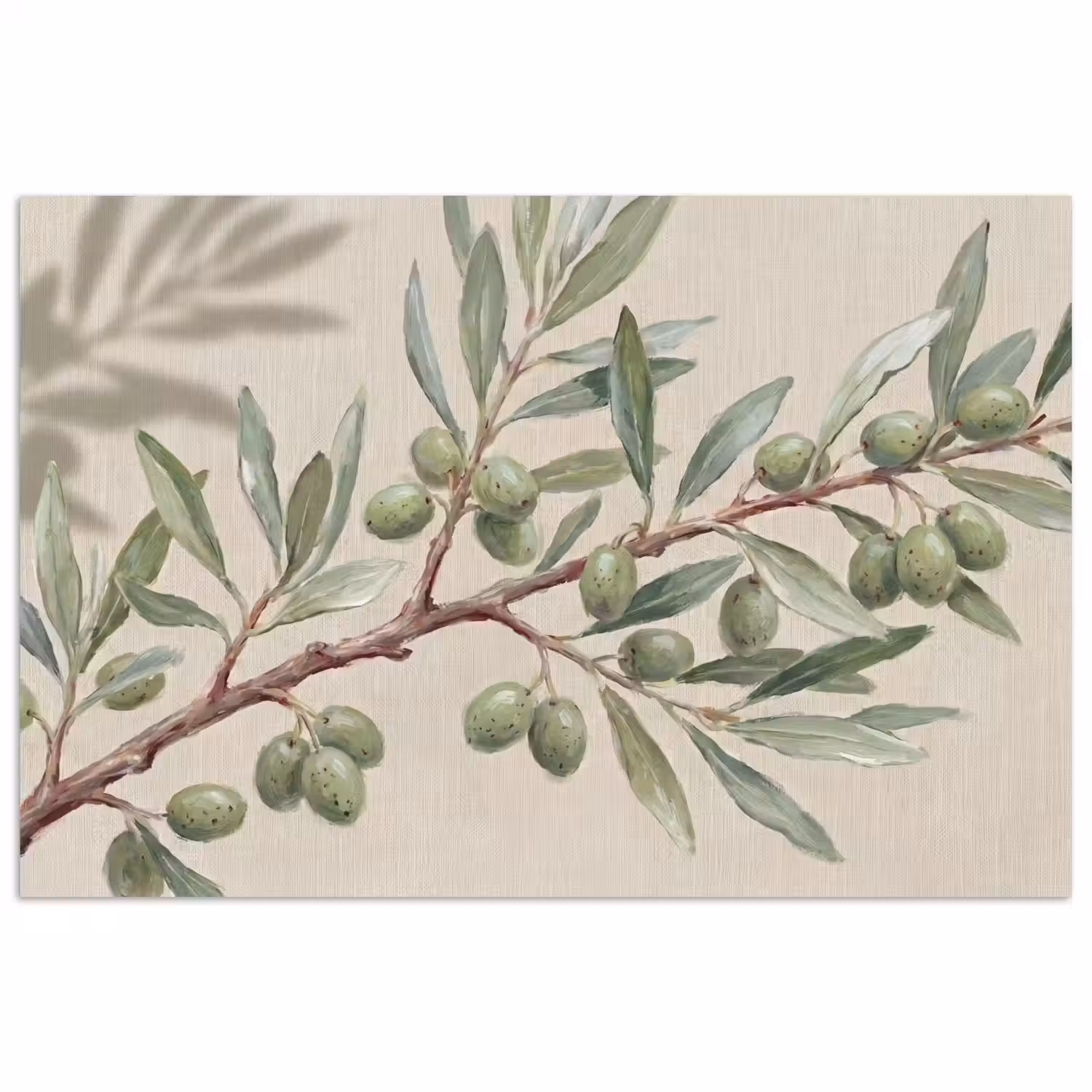 Olijftak - Bladeren - Natuur - Groen - Beige poster papier klein -3d
