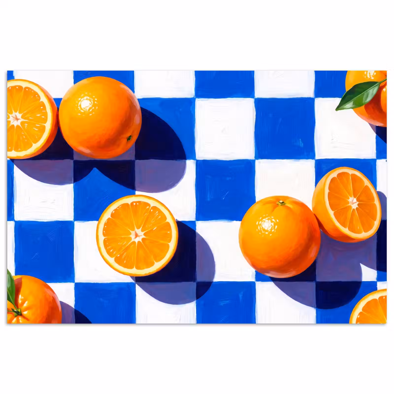 Poster - Orange – Kariert – Essen - Sinaasappel - Geruit - Eten poster papier klein