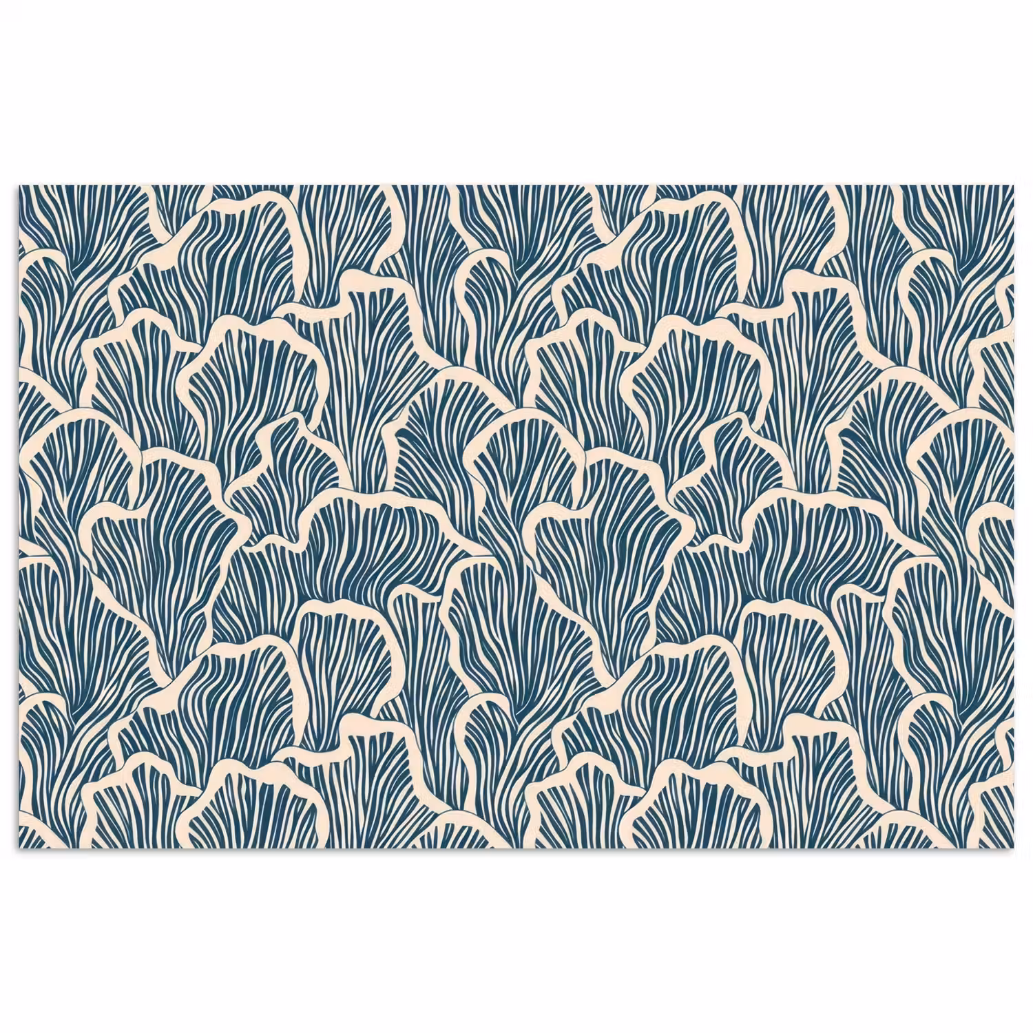 Organisch - Blauw - Crème - Schelpen poster papier klein 62 -3d