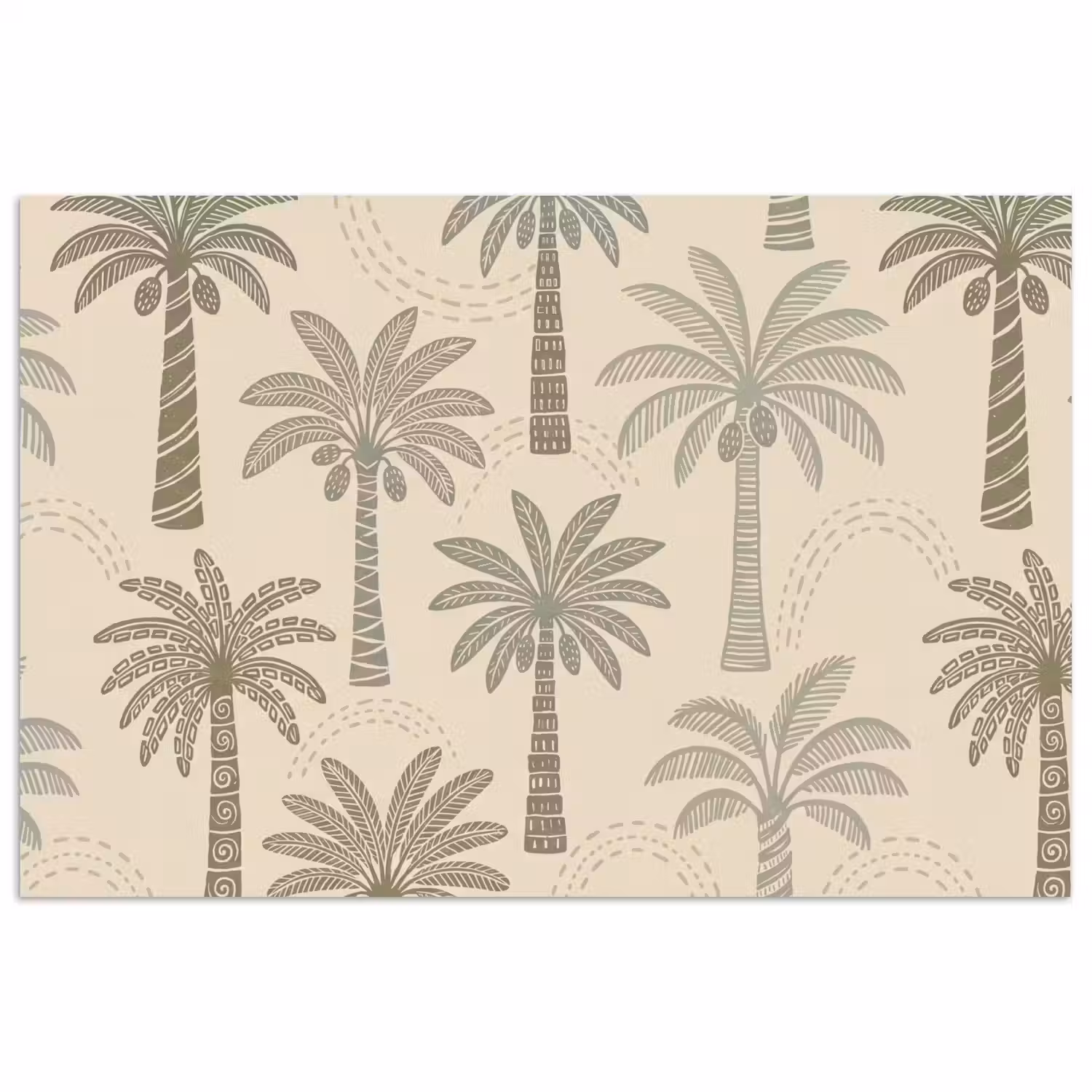 Palmbomen - Patroon - Tropisch - Beige poster papier klein -3d