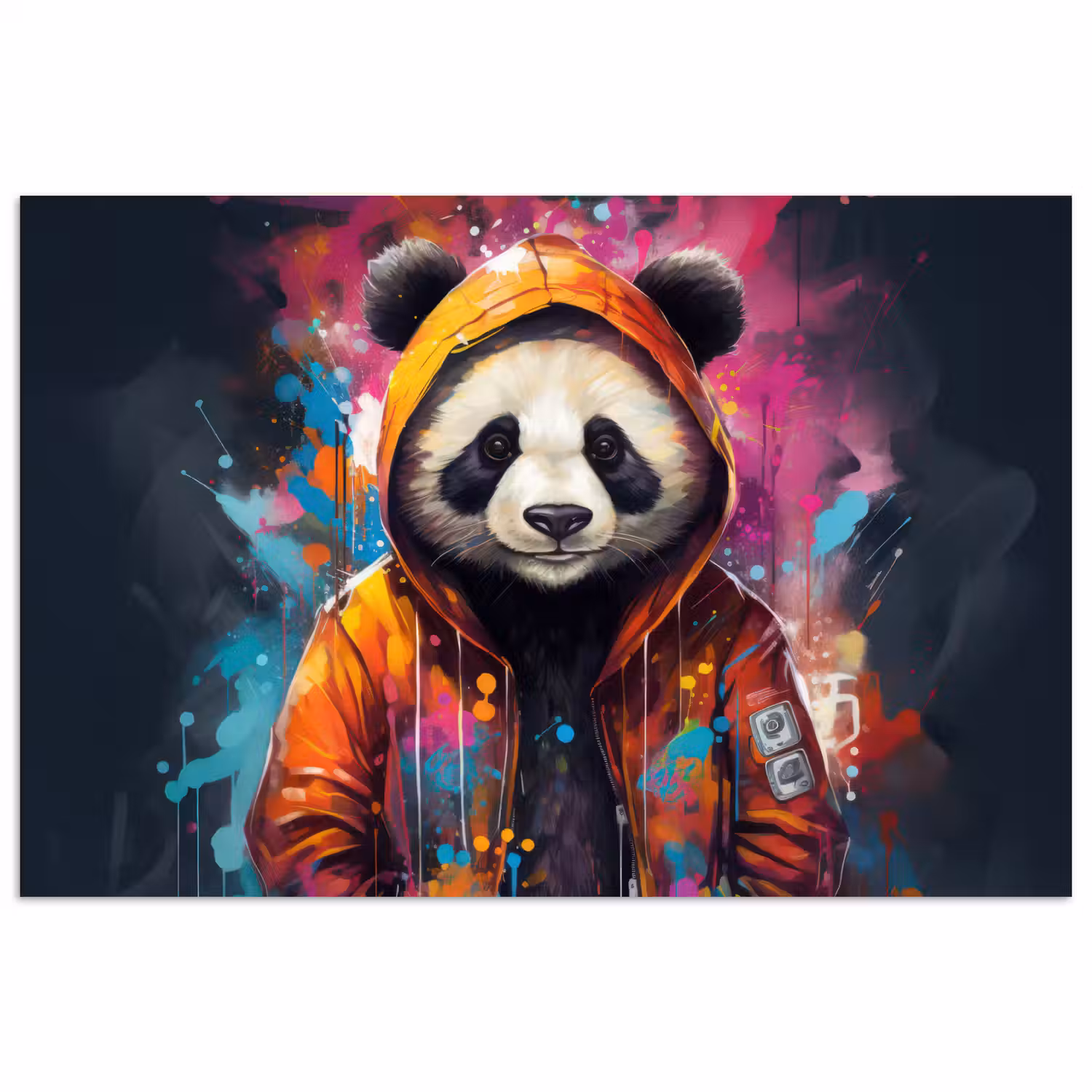 Panda - Jas - Graffiti - Oranje poster papier klein -3d
