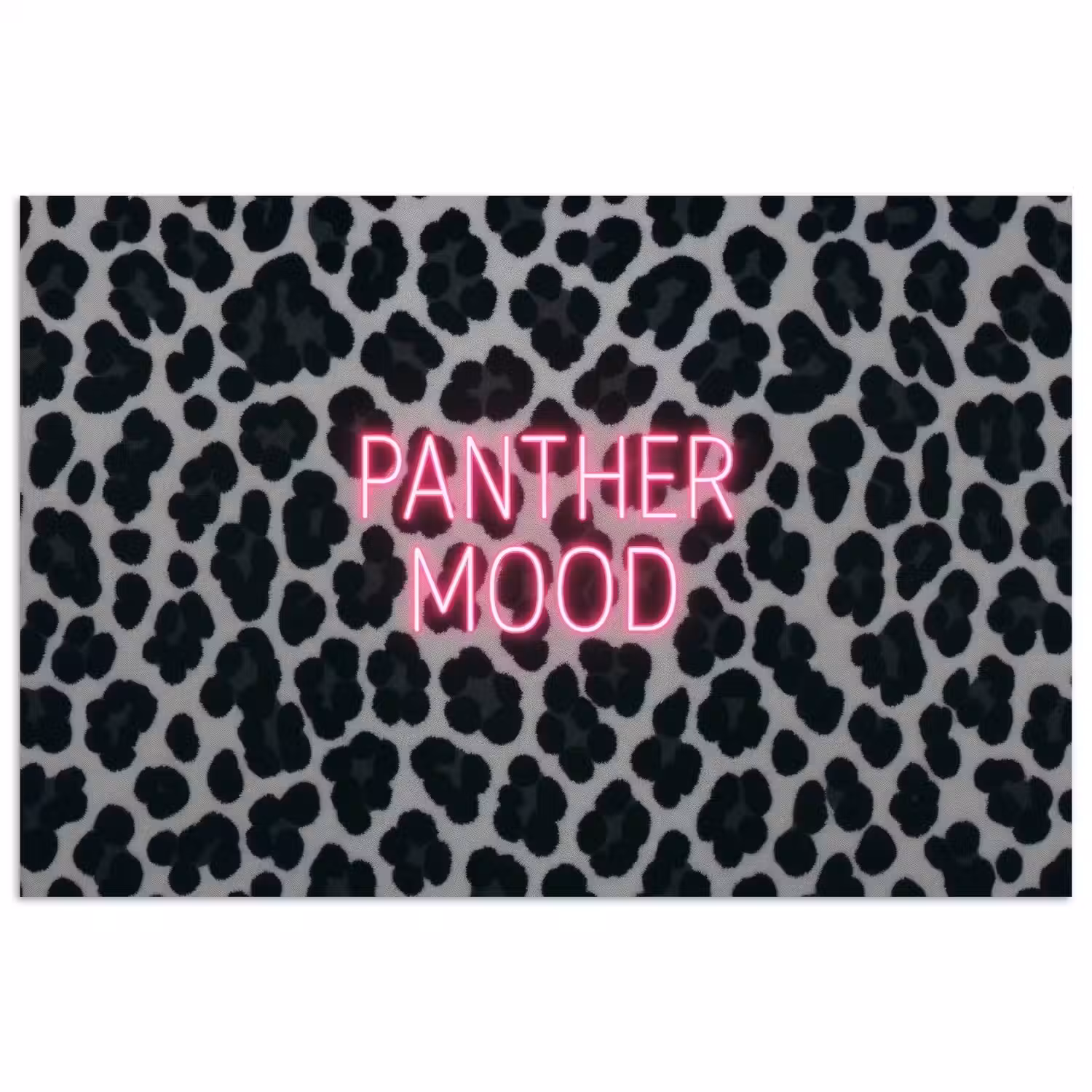 Panterprint - Zwart - Neonletters - Roze poster papier klein -3d