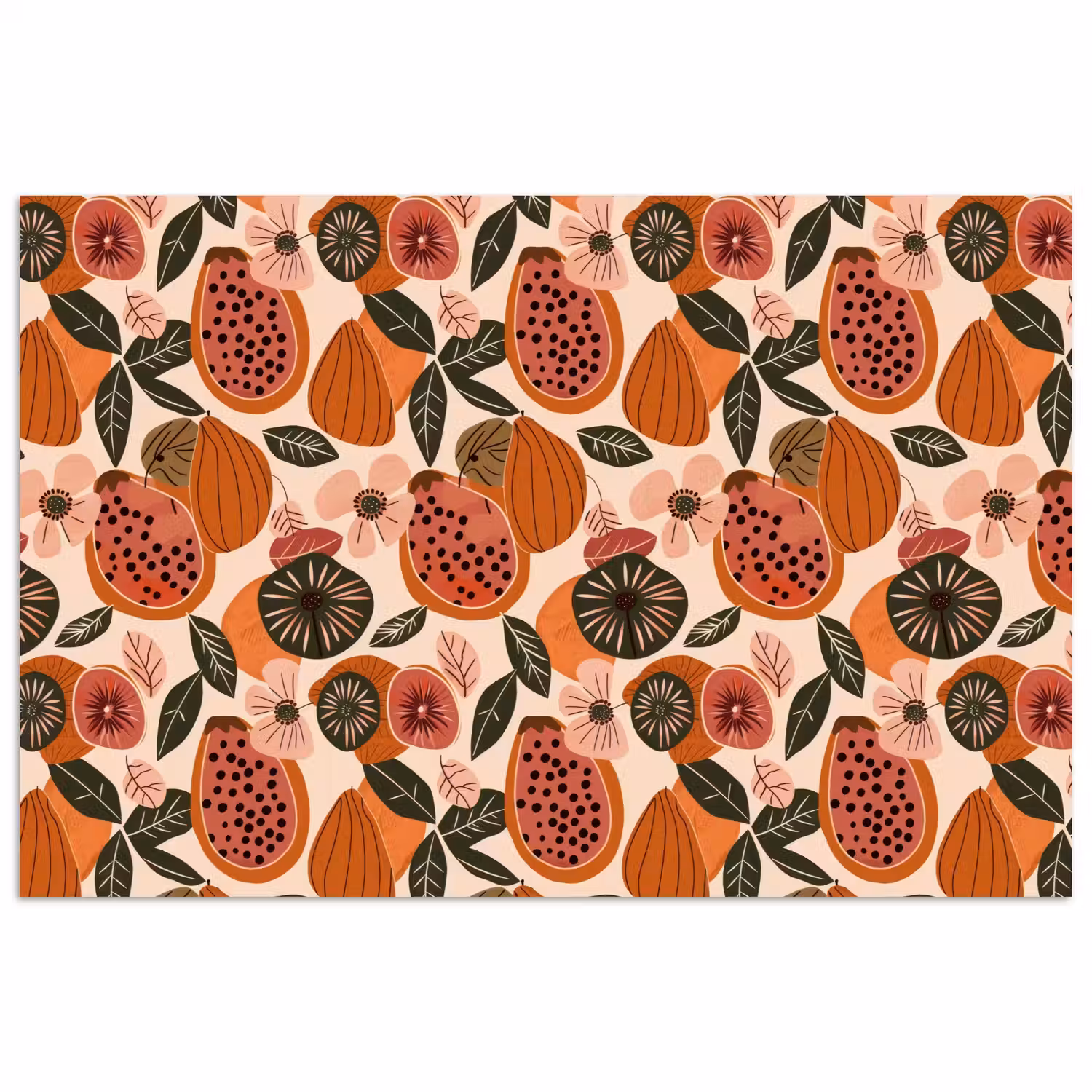 Papaja - Bloesem - Oranje poster papier klein 62 -3d