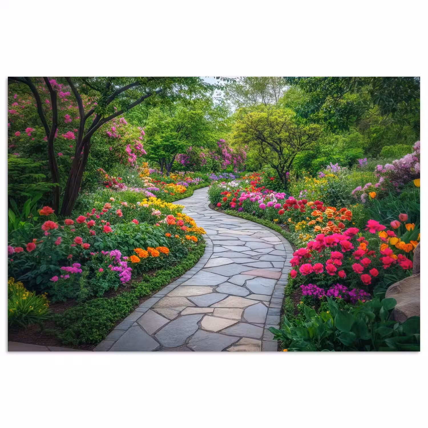 Park - Bloemen - Tuin poster papier klein -3d