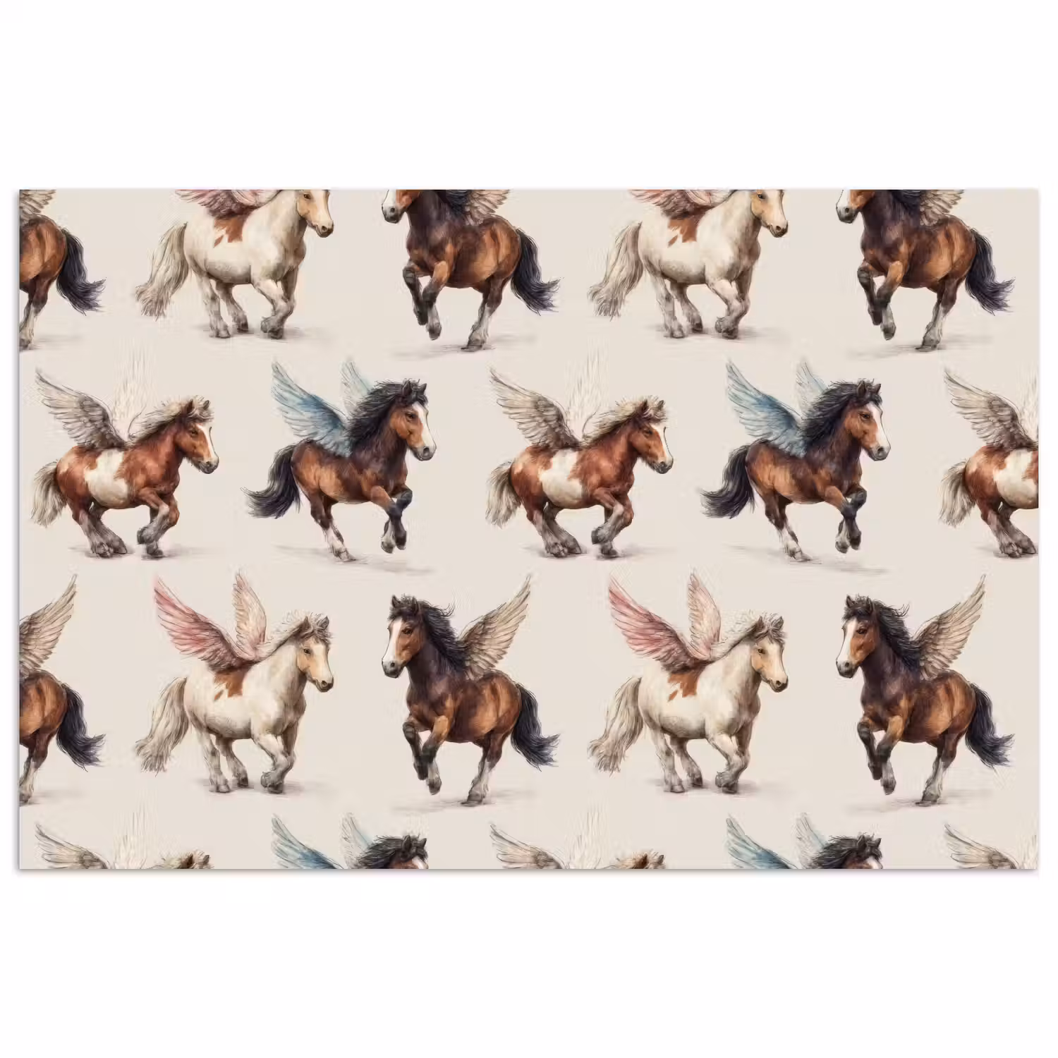 Paarden - Vleugels - Kleurrijk poster papier klein 62 -3d