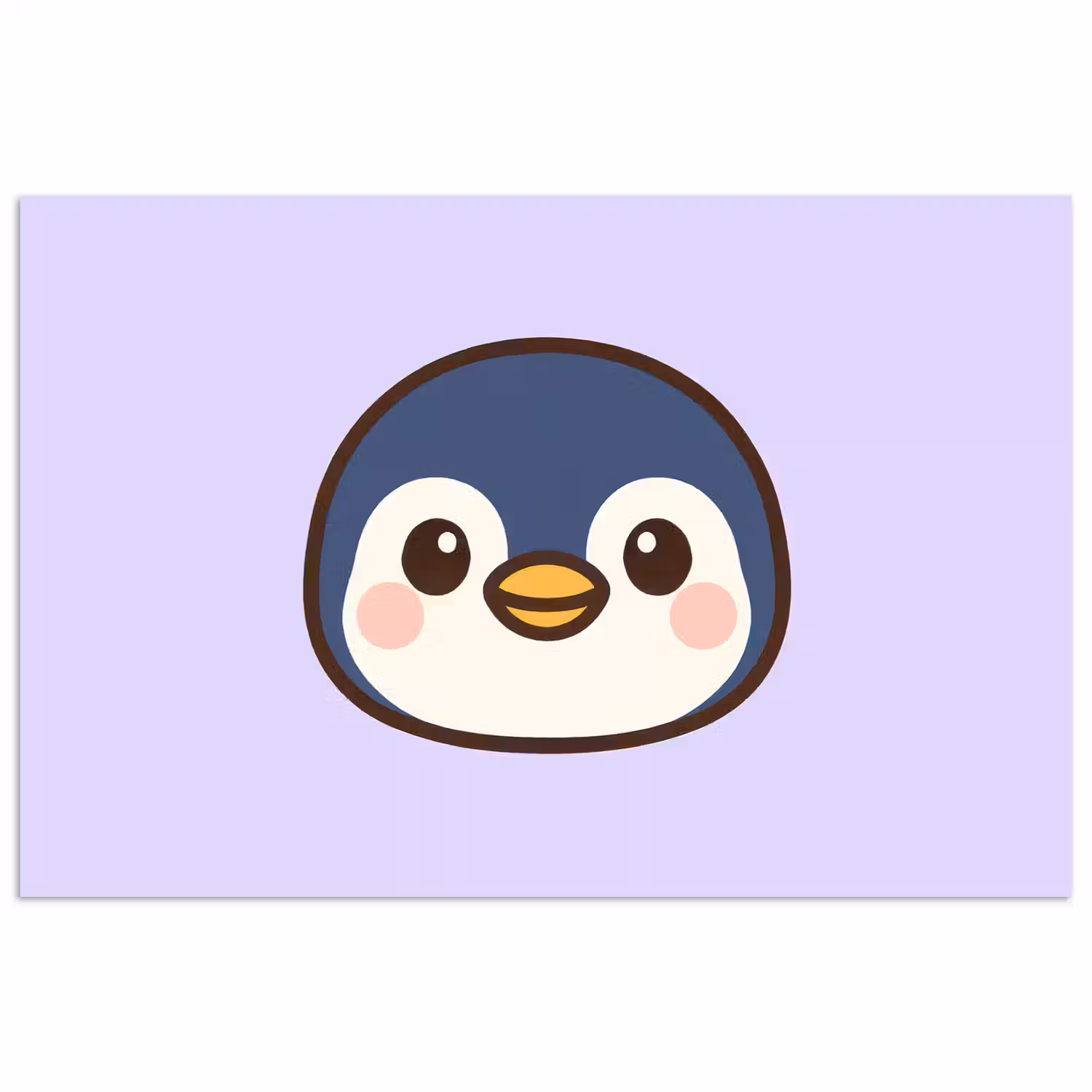 Pinguïn - Paars - Schattig poster papier klein -3d
