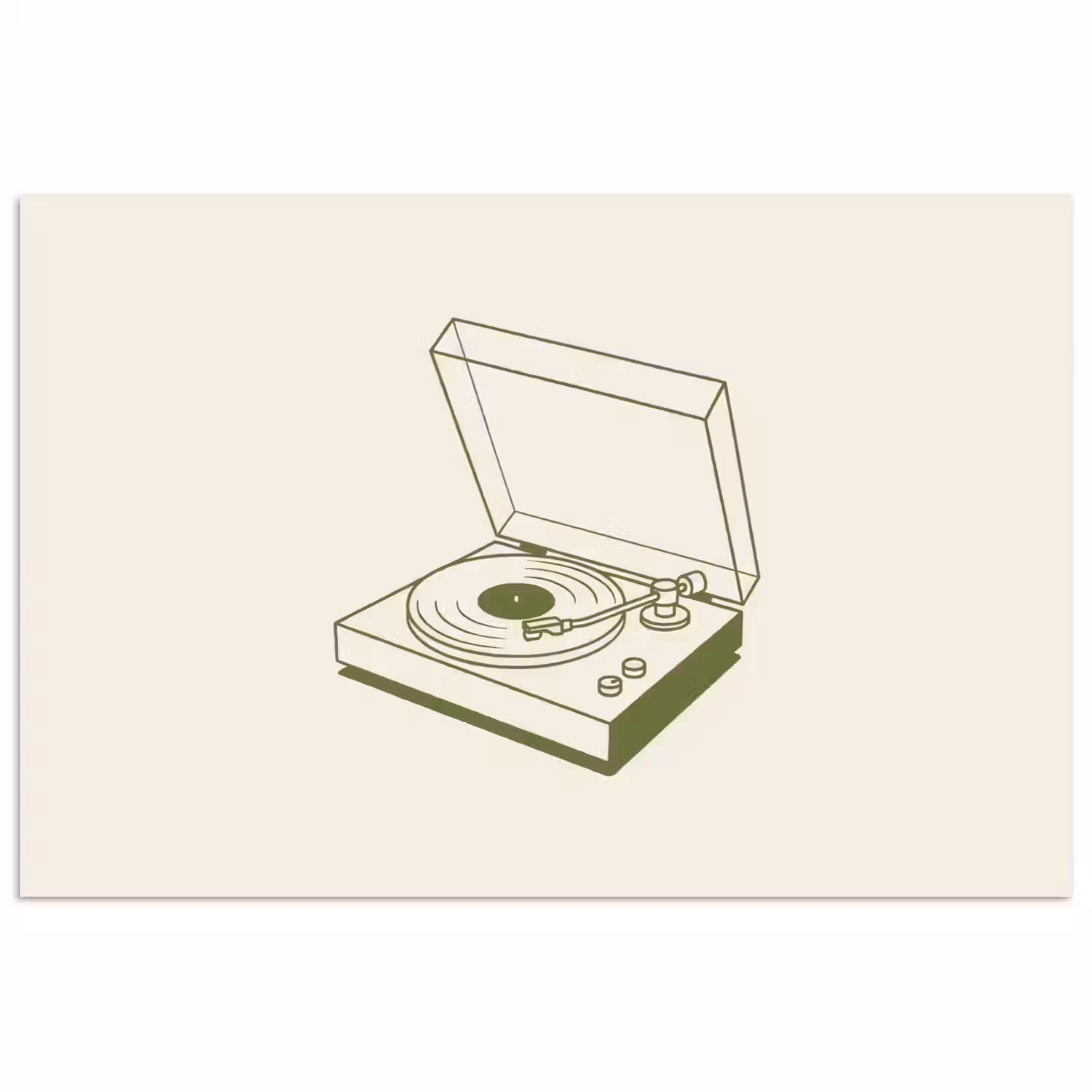 Platenspeler - Vinyl - Muziek - Minimalistisch - Groen poster papier klein -3d