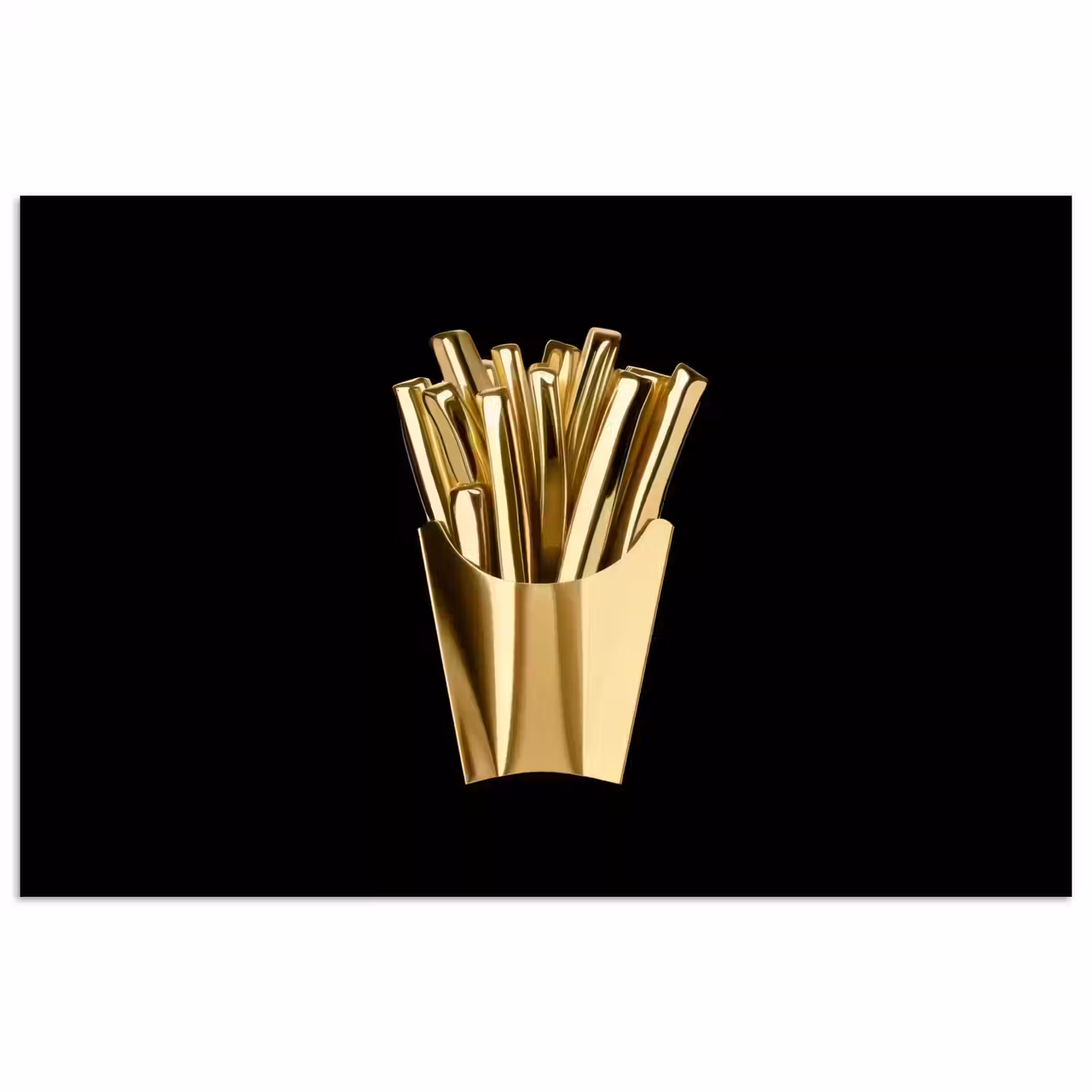 Friet - Goud - Chrome - Eten poster papier klein -3d