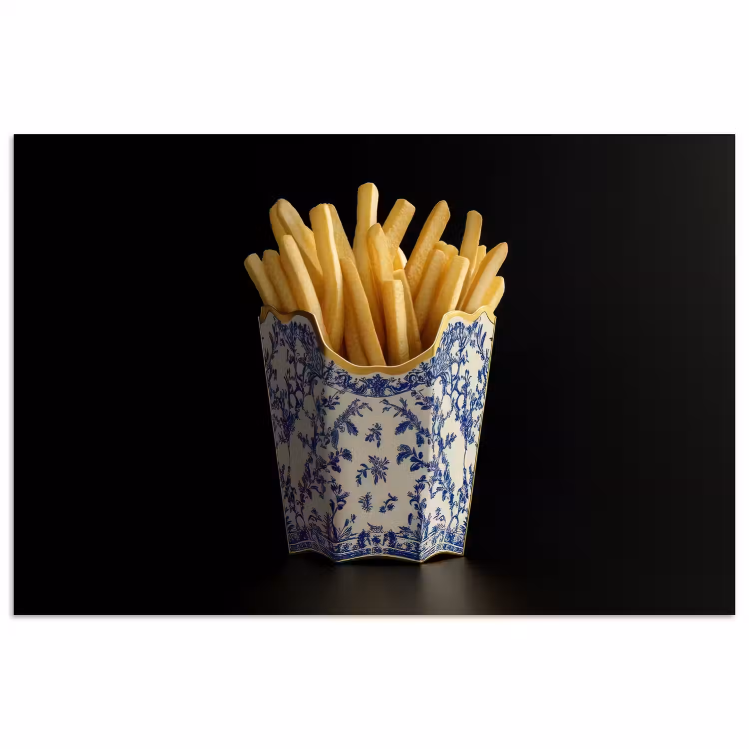 Friet - Porselein - Delfts blauw - Eten poster papier klein -3d