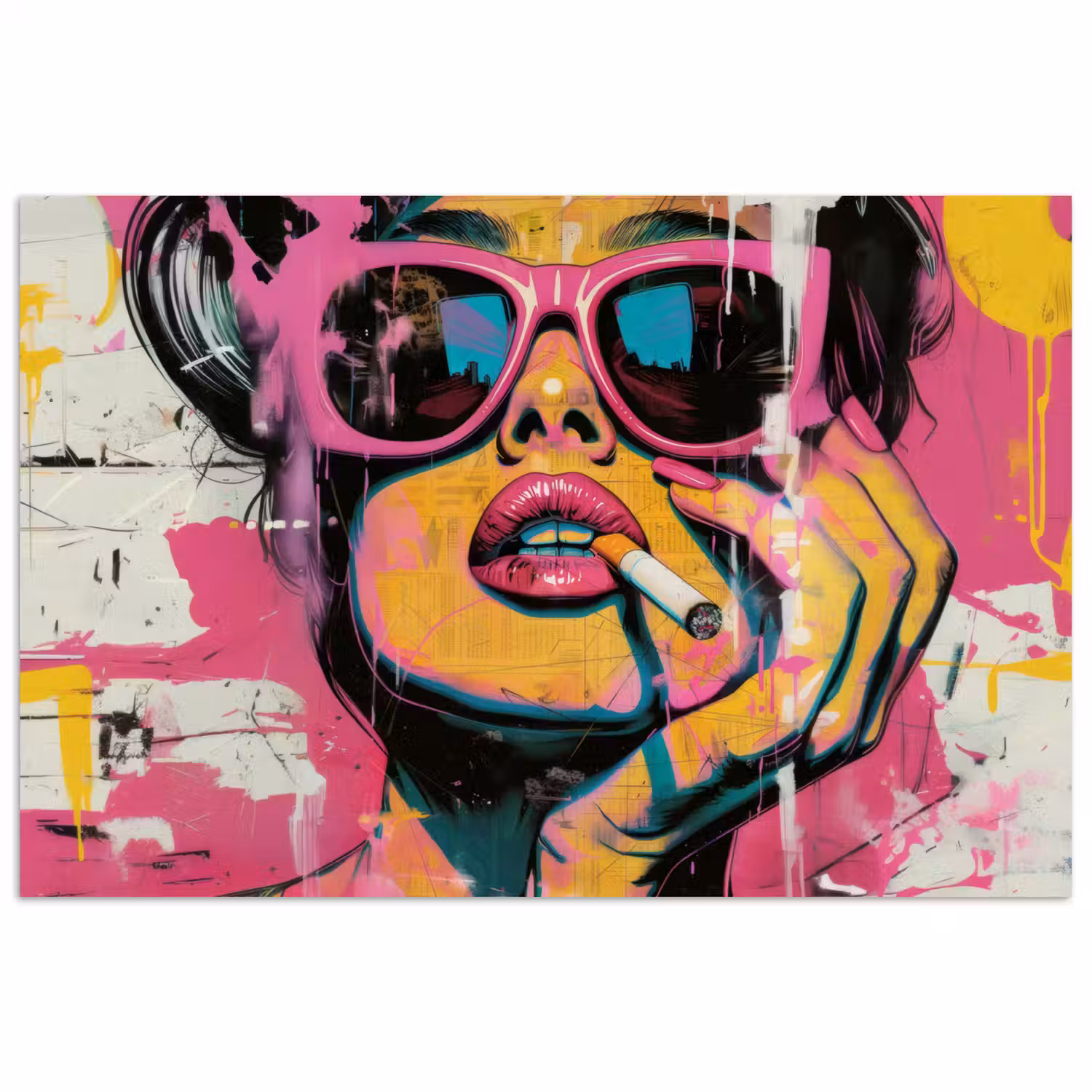 Portret - Vrouw - Abstract - Zonnebril poster papier klein -3d