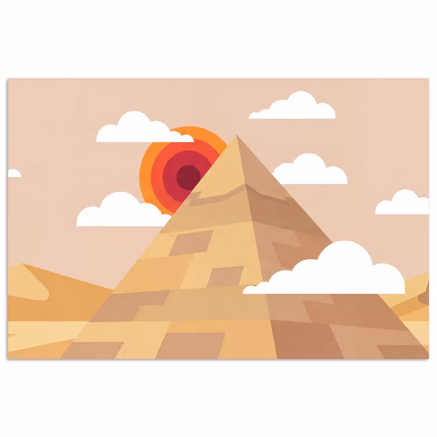 Piramide - Zon - Woestijn - Modern - Oranje poster papier klein -3d