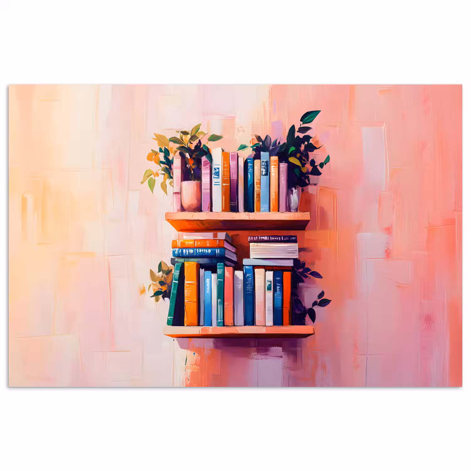 Planken - Boeken - Bladeren poster papier klein -3d