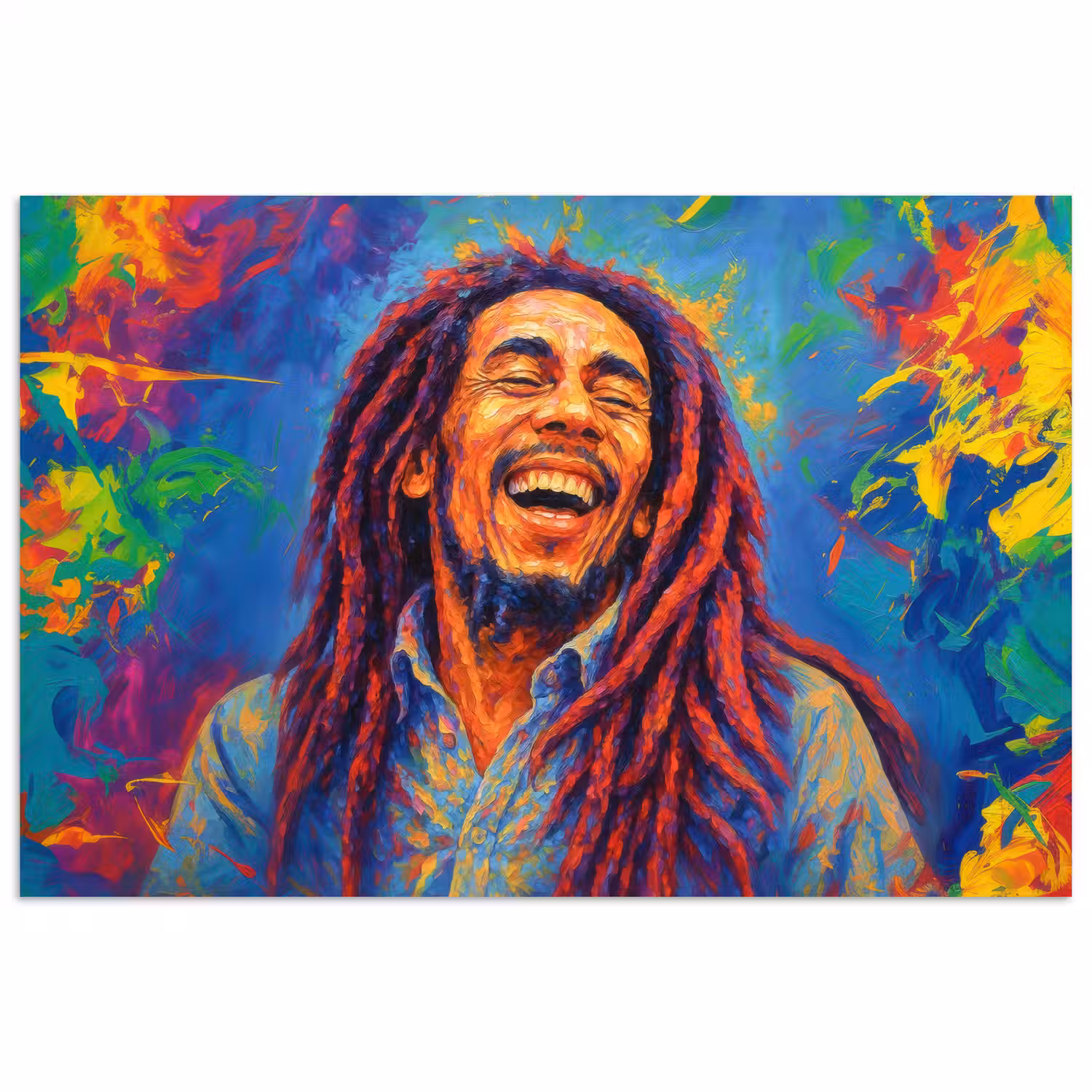 Regenboogkleuren - Man - schilderij poster papier klein -3d