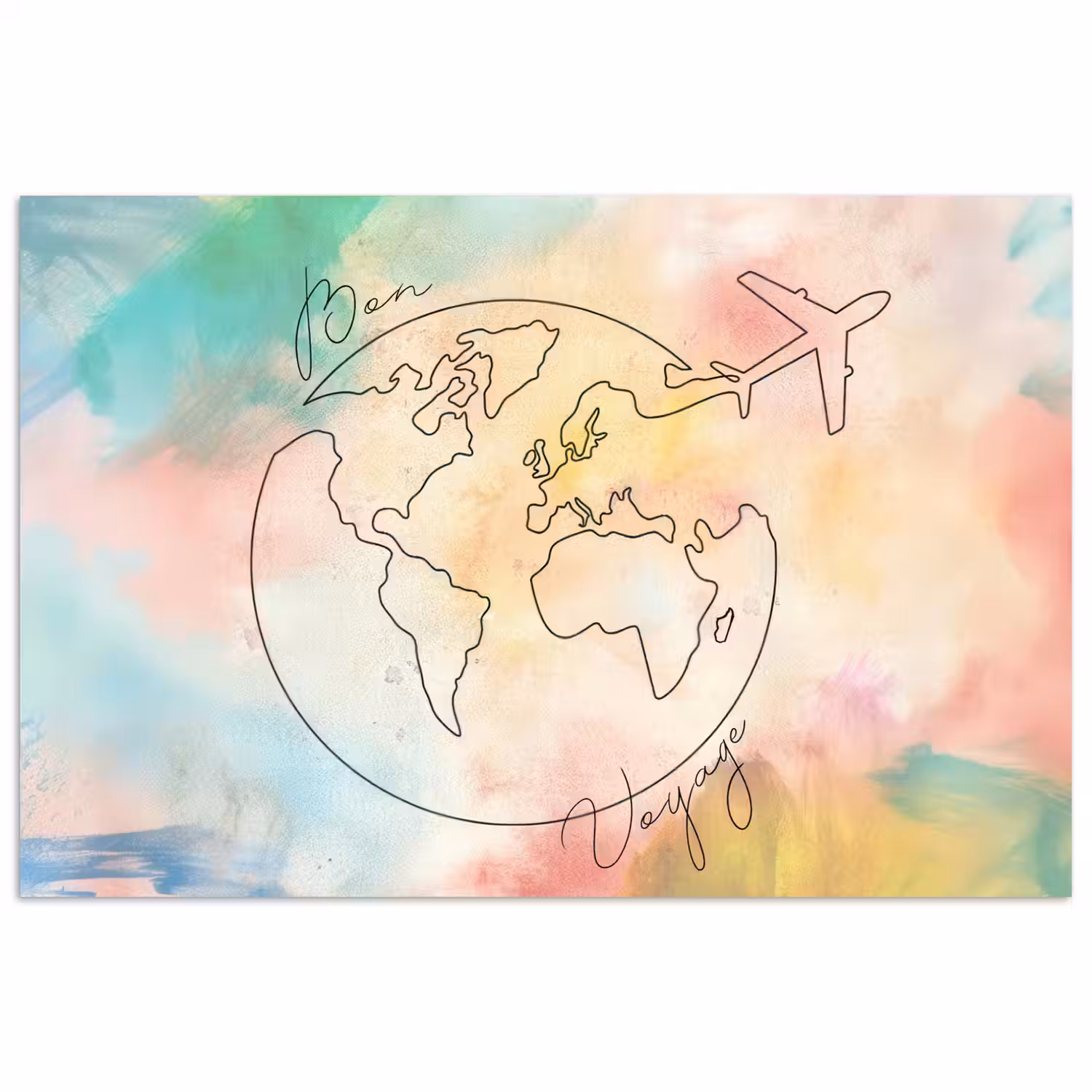 Voyage - Wereldbol - Pastel - Quote poster papier klein -3d