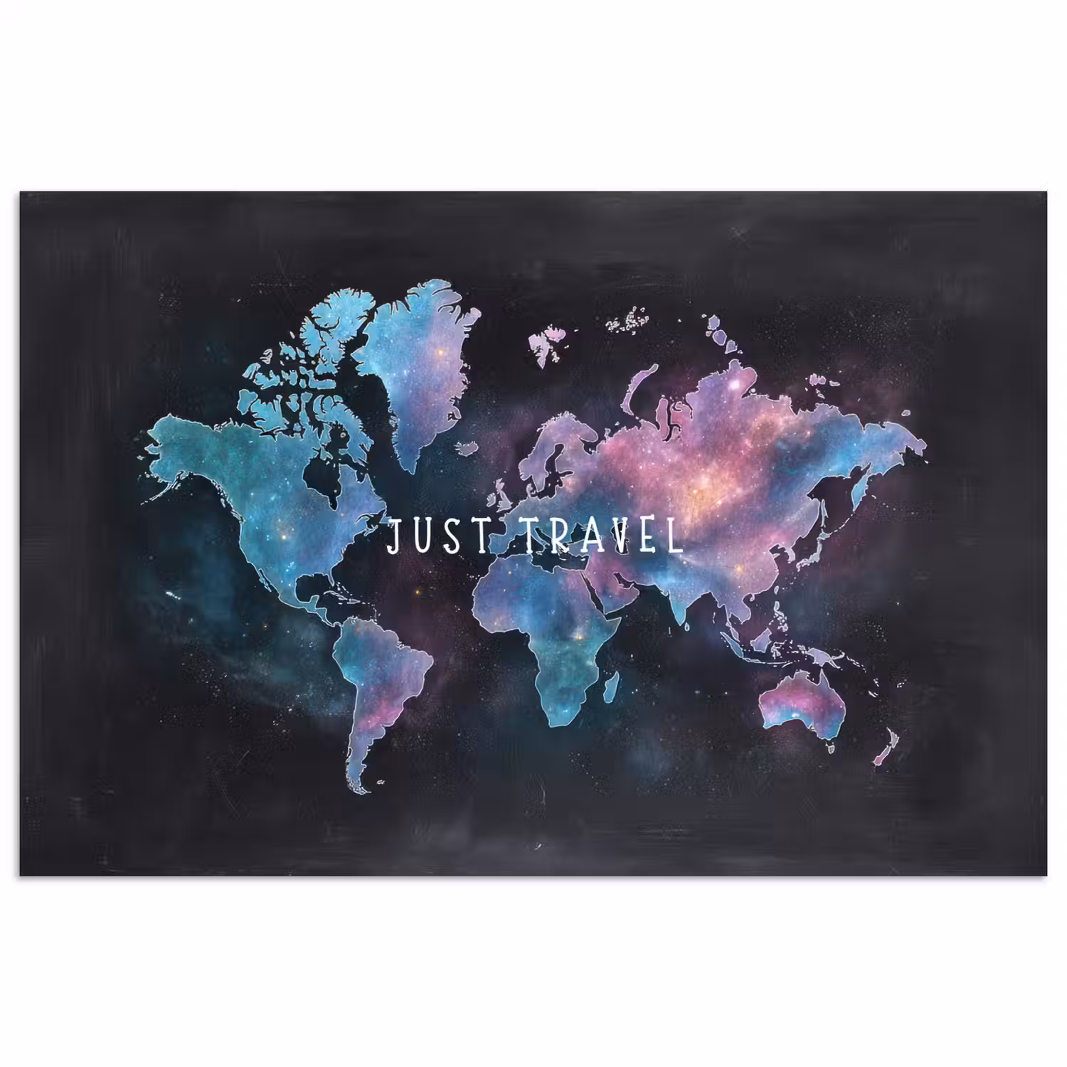 Travel - Sterrennevels - Wereldkaart - Krijtbord poster papier klein -3d