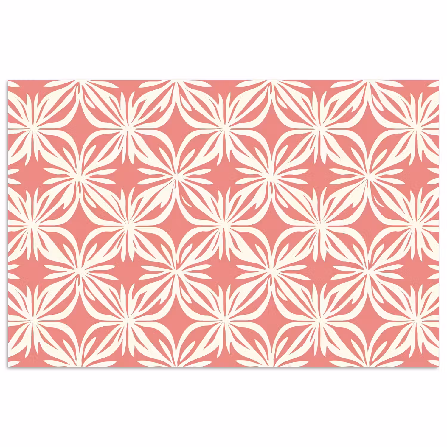 Roze - Bloemenmotief - Wit - Modern poster papier klein 62 -3d