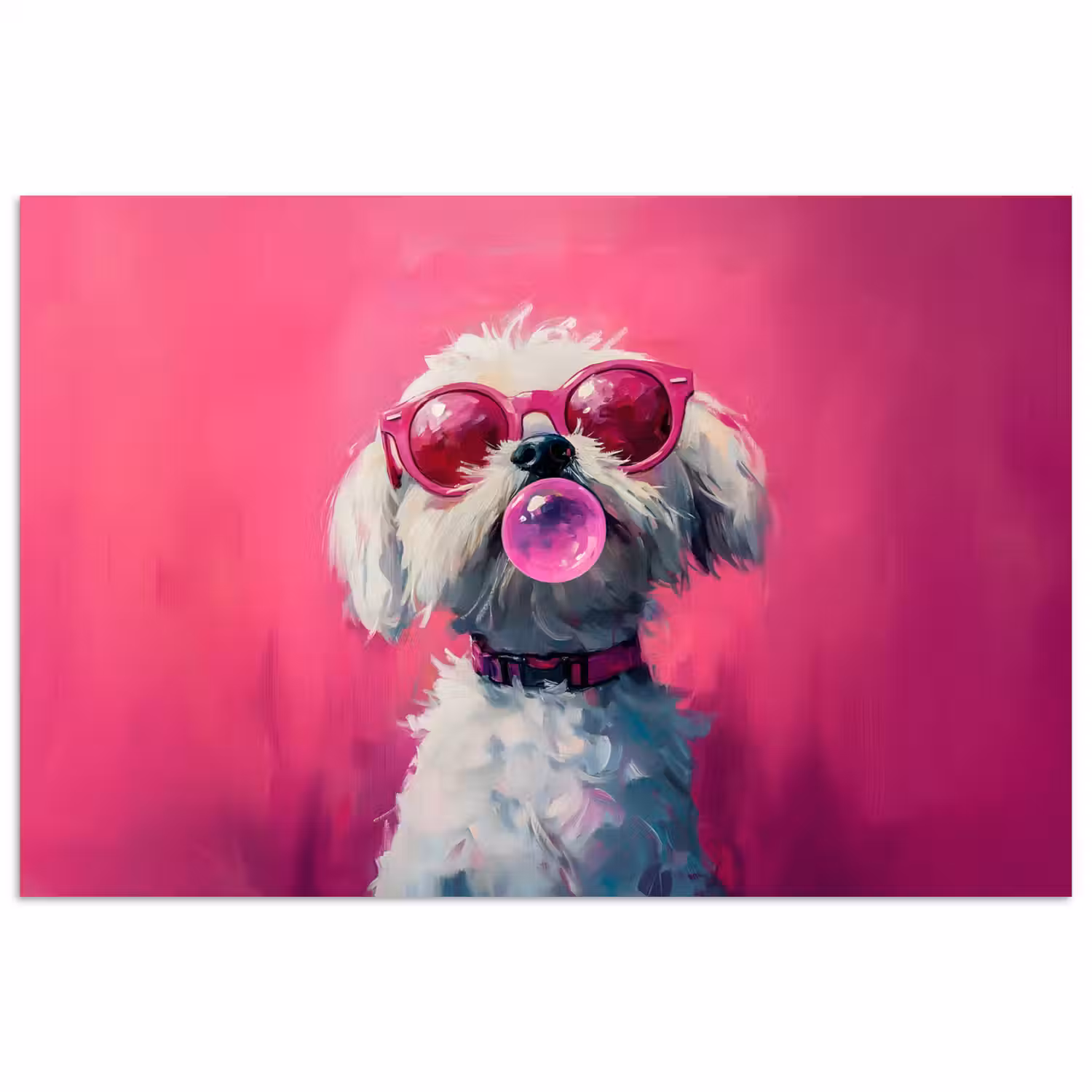 Pink - Hond - Bubbel poster papier klein -3d