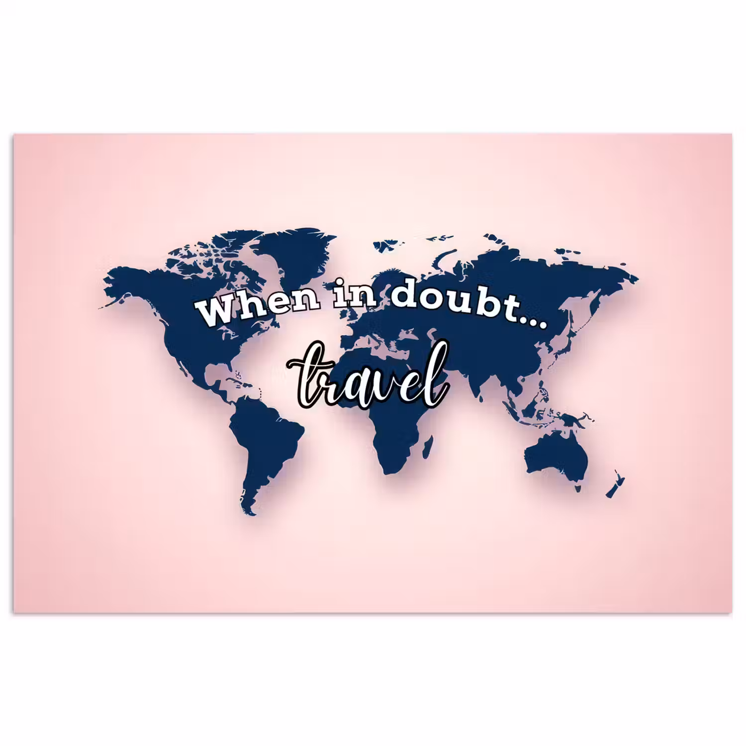 Roze - Quote - Wereldkaart - Travel poster papier klein -3d