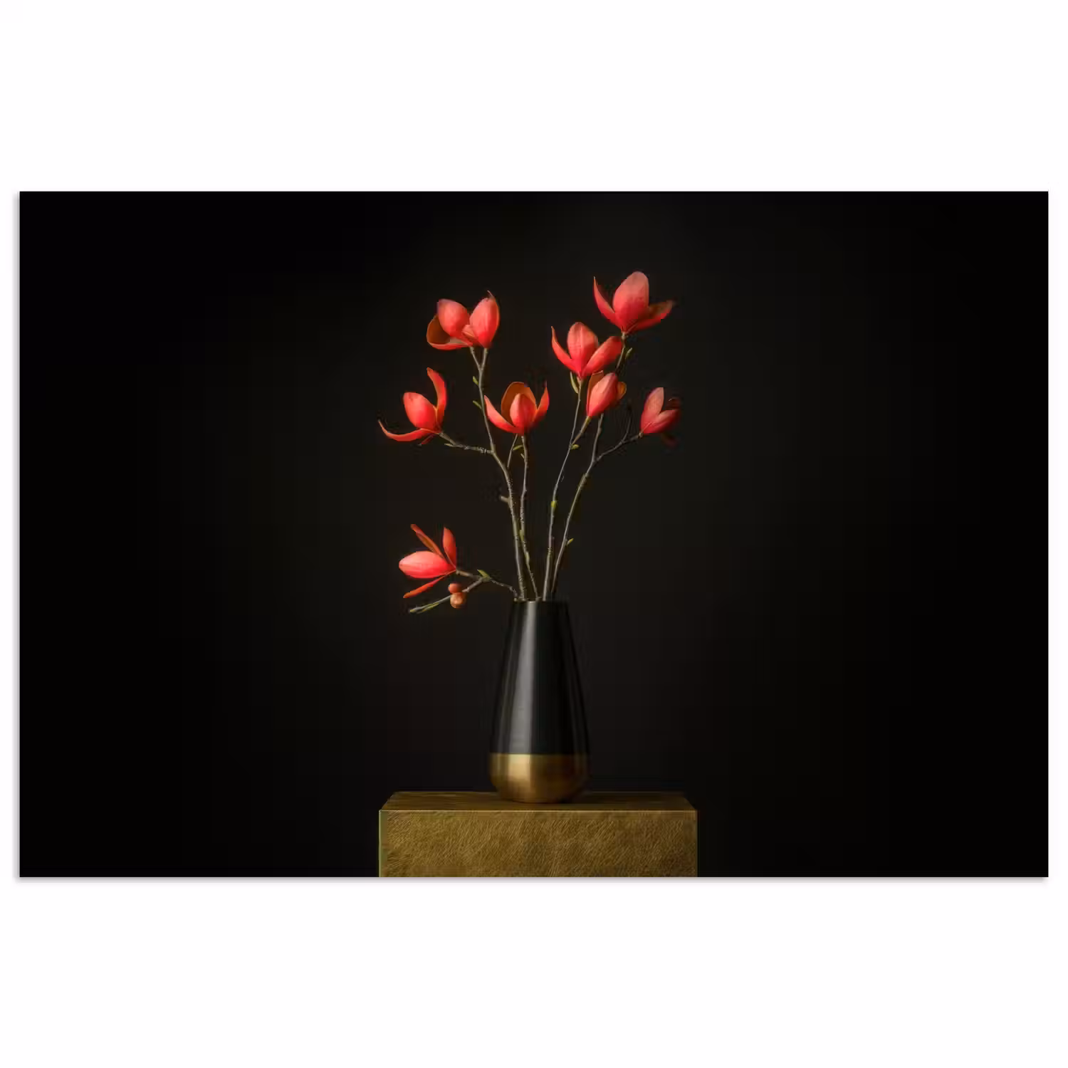 Rode - Bloemen - Vaas poster papier klein -3d