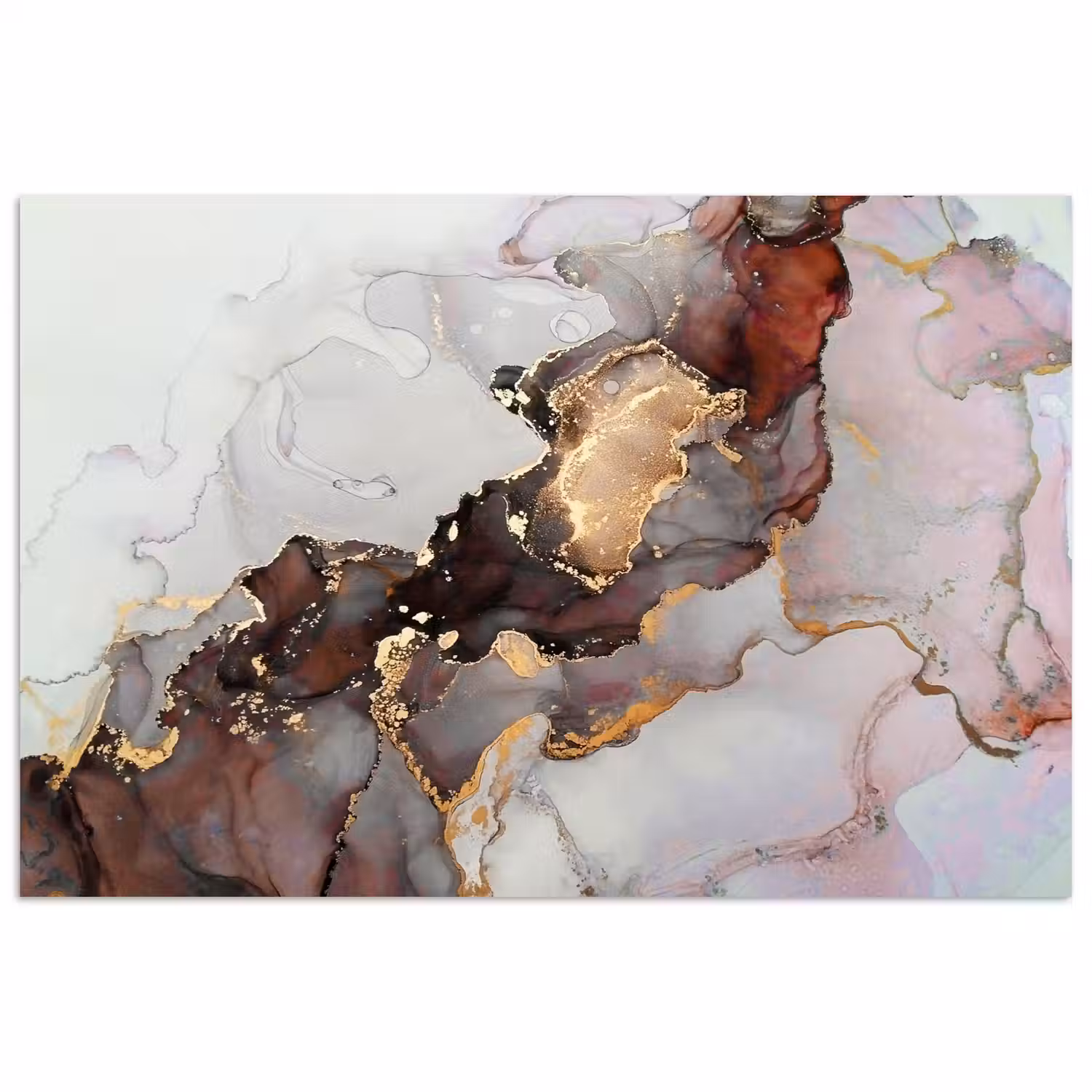 Rood - Marmer - Goud poster papier klein -3d