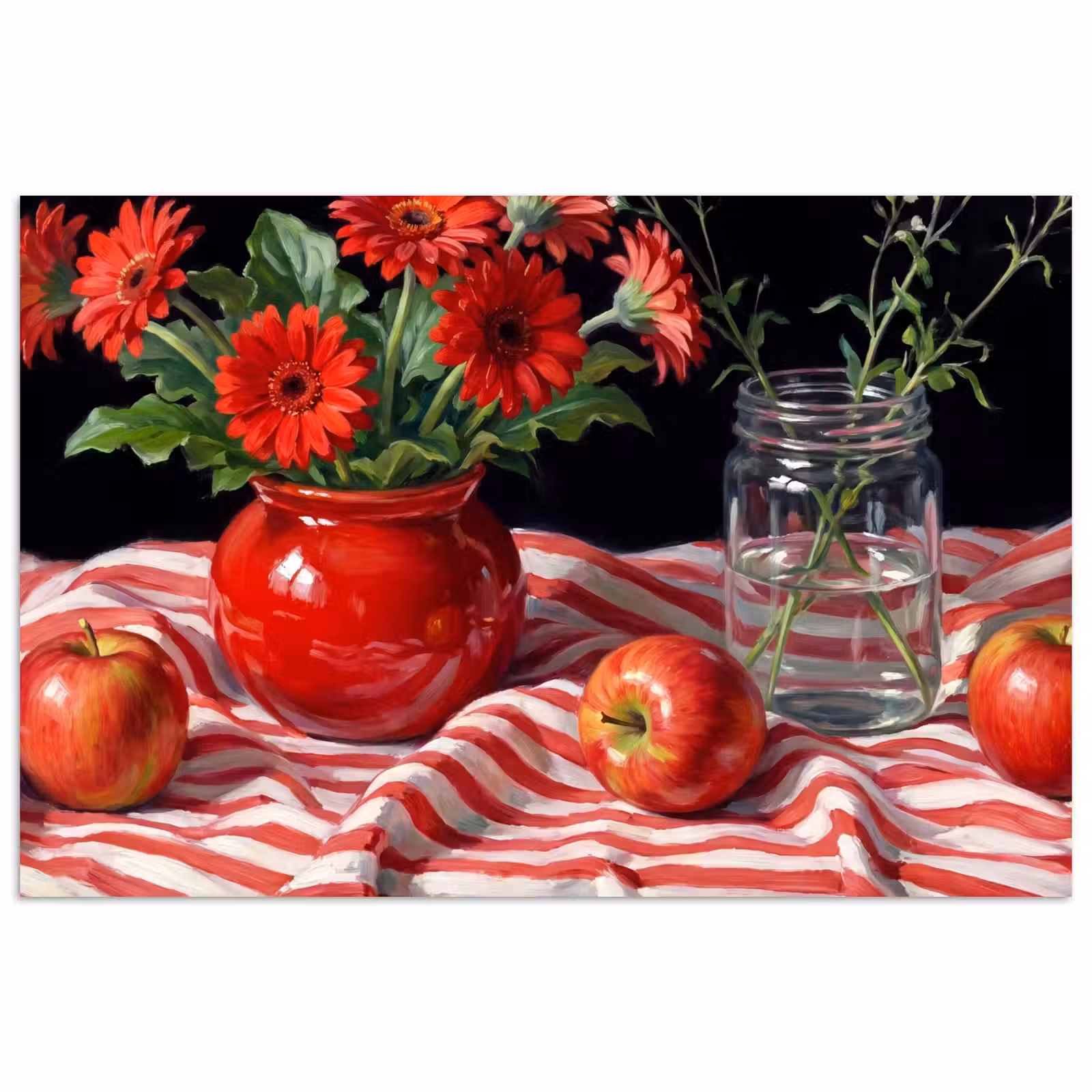 Poster - Rote Blumen – Vase - Rode bloemen - Vaas poster papier klein
