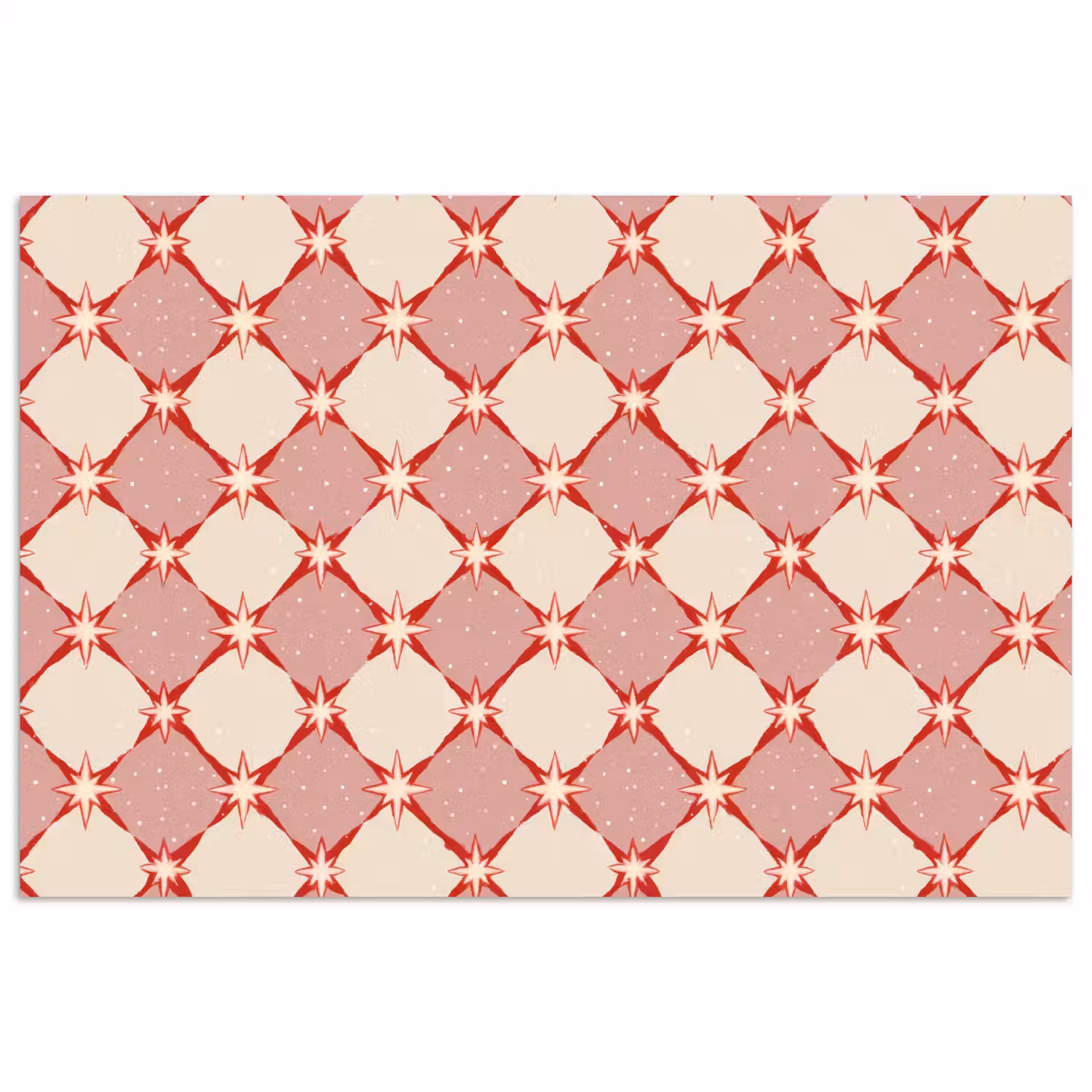 Ruiten - Sterren - Vintage - Oudroze - Rood poster papier klein 62 -3d
