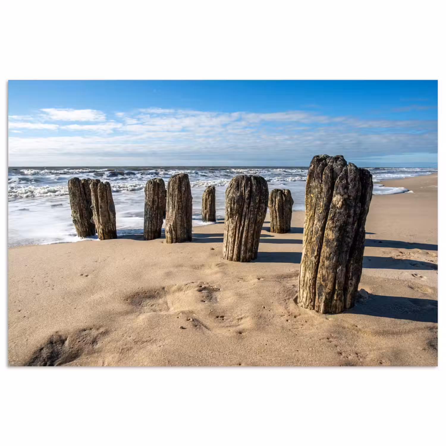 Zand - Strand - Paal - Water - Zomer poster papier klein -3d