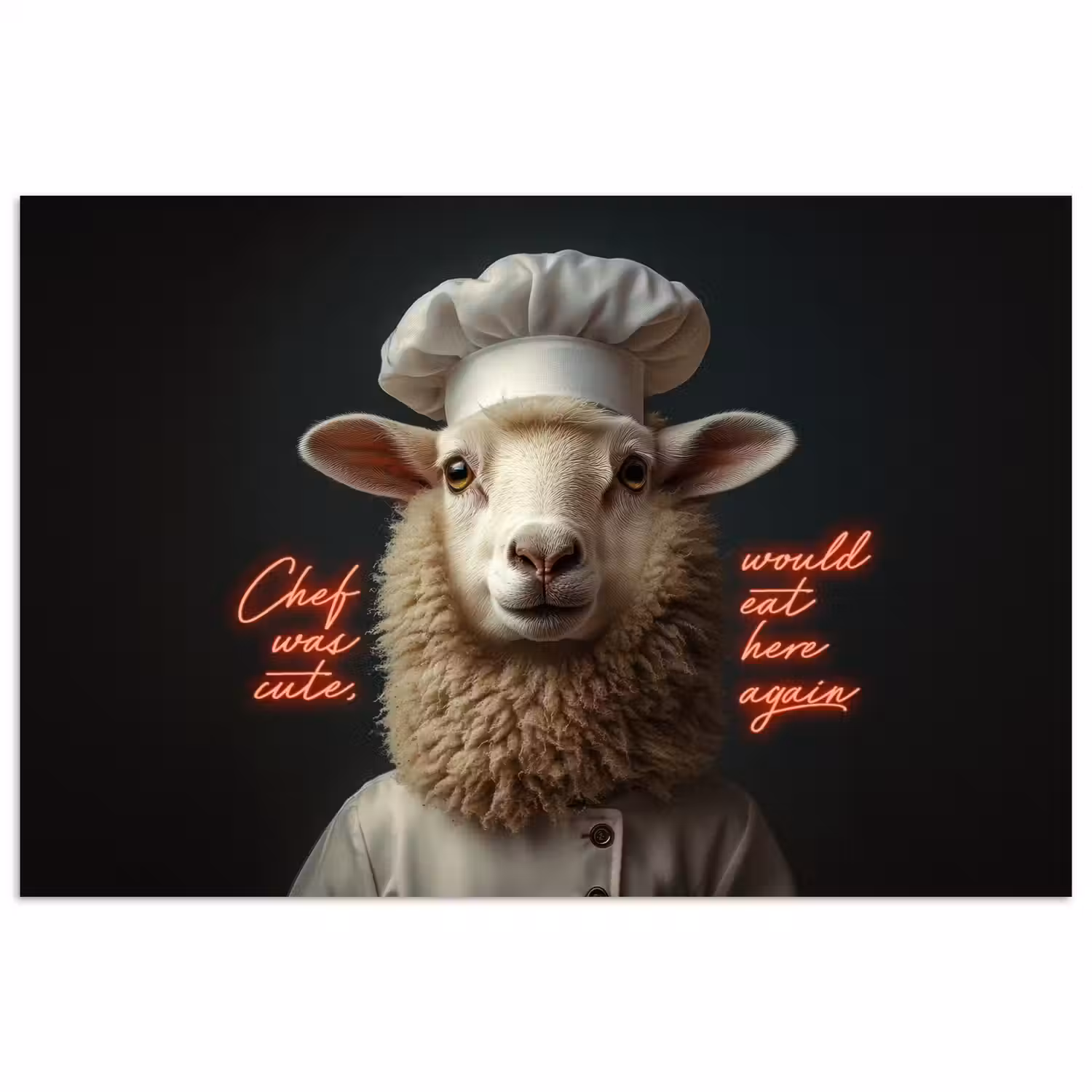 Schaap - Kokskleding - Neon - Quote poster papier klein -3d