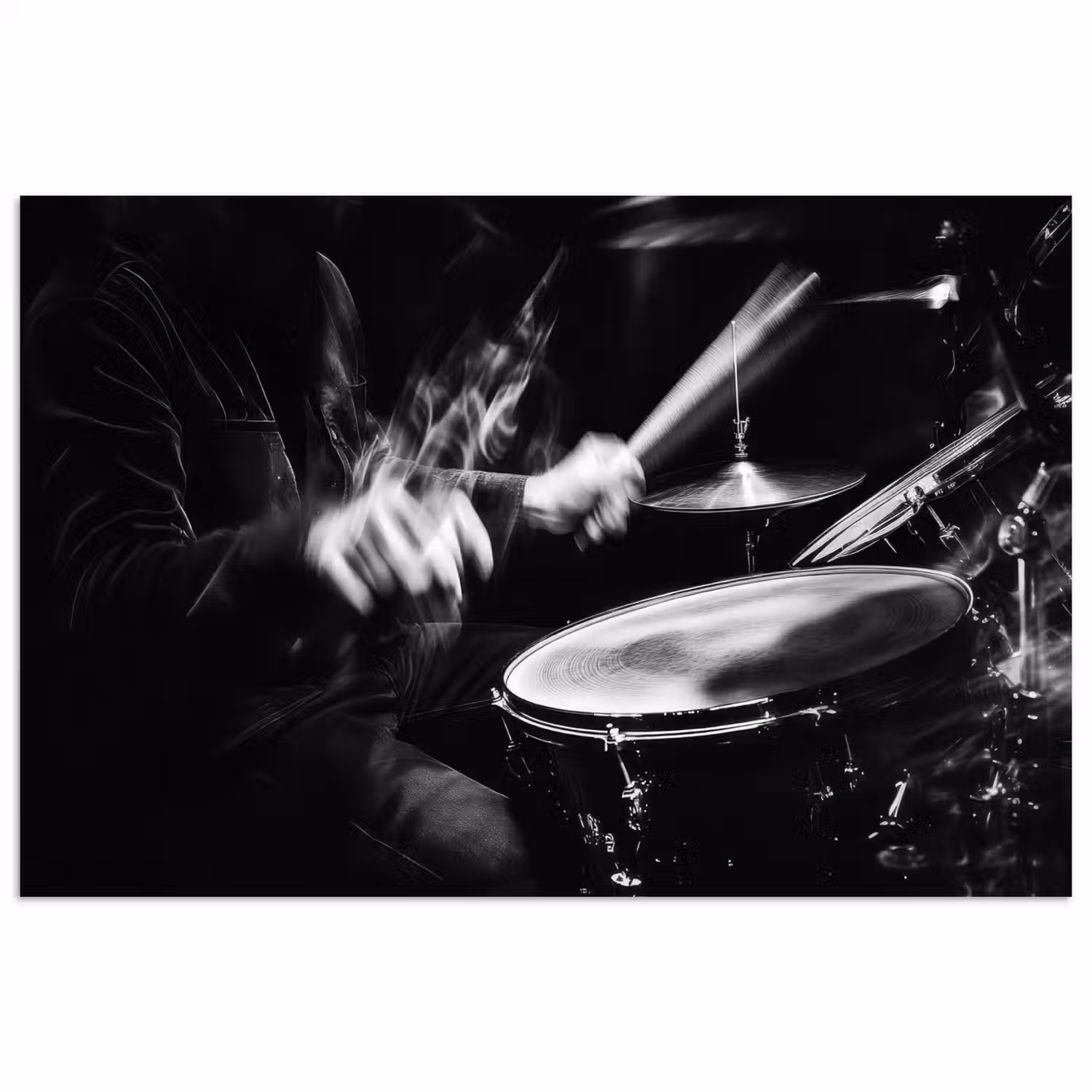 Drummer - Zwart - Drumstel poster papier klein -3d