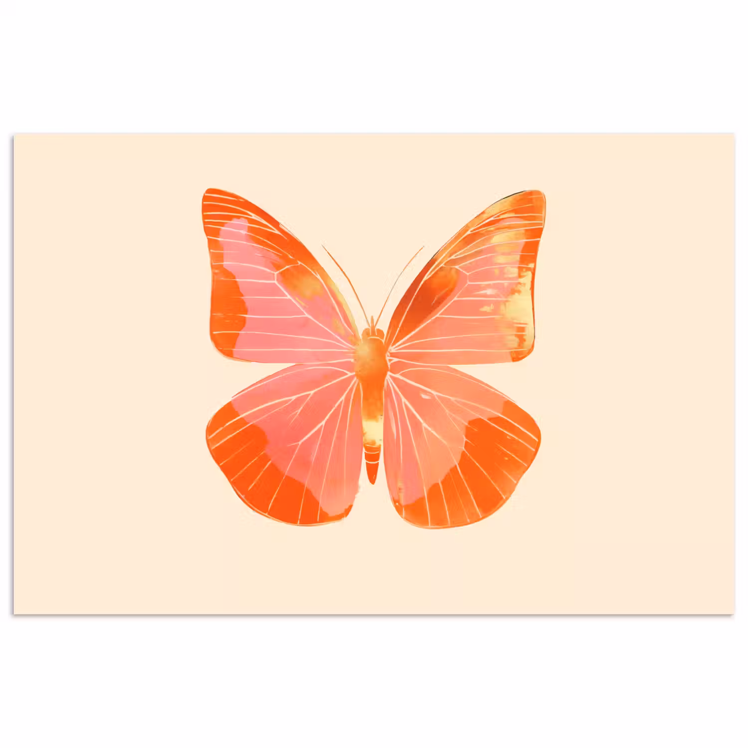 Vlinder - Minimalistisch - Roze poster papier klein -3d