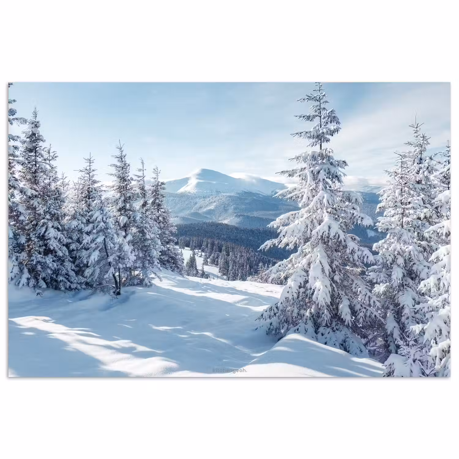 Sneeuw - Winter - Landschap - Bergen poster papier klein -3d