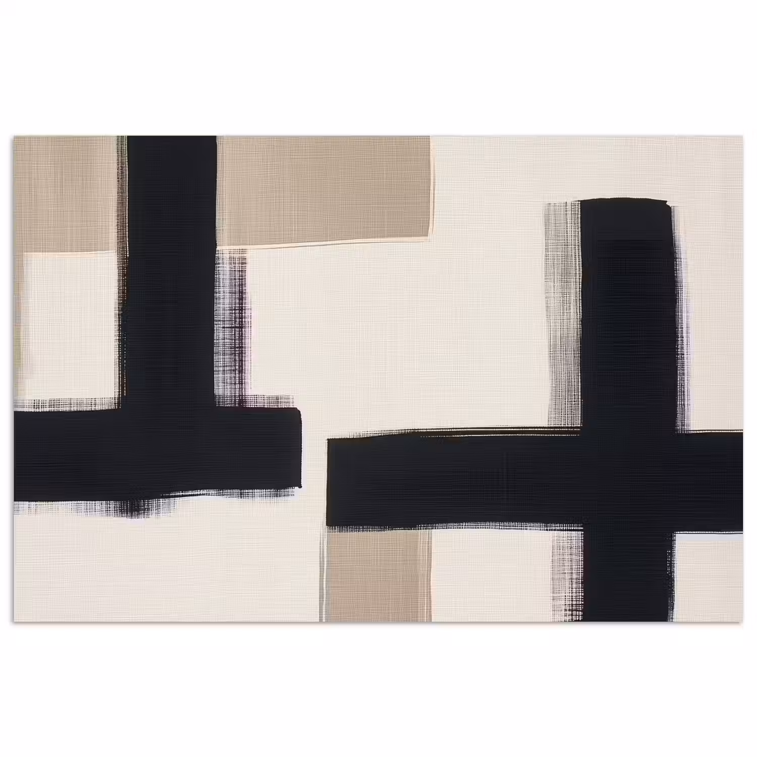 Zwart - Abstract - Japandi poster papier klein -3d