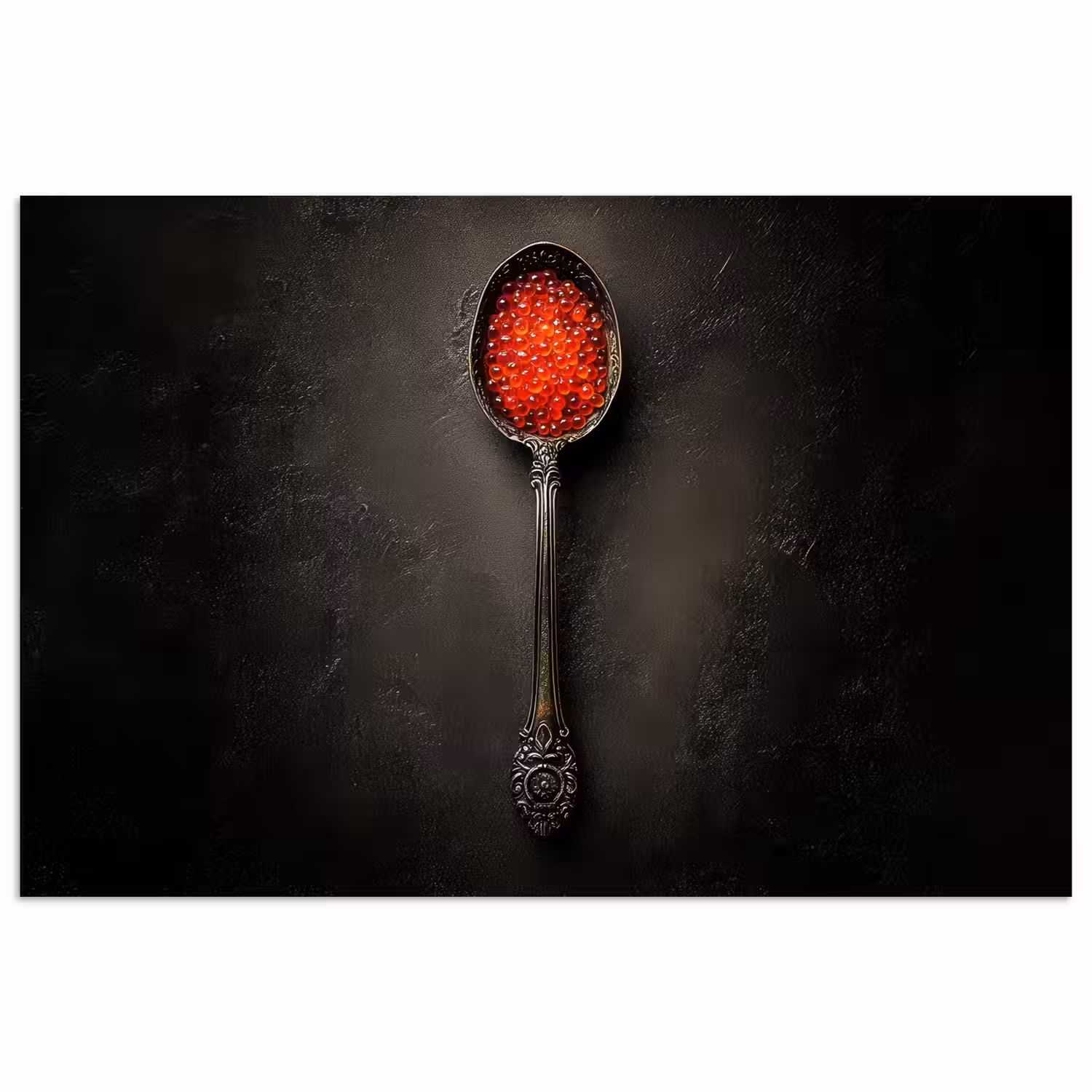 Zwart - Lepel - Caviar poster papier klein -3d