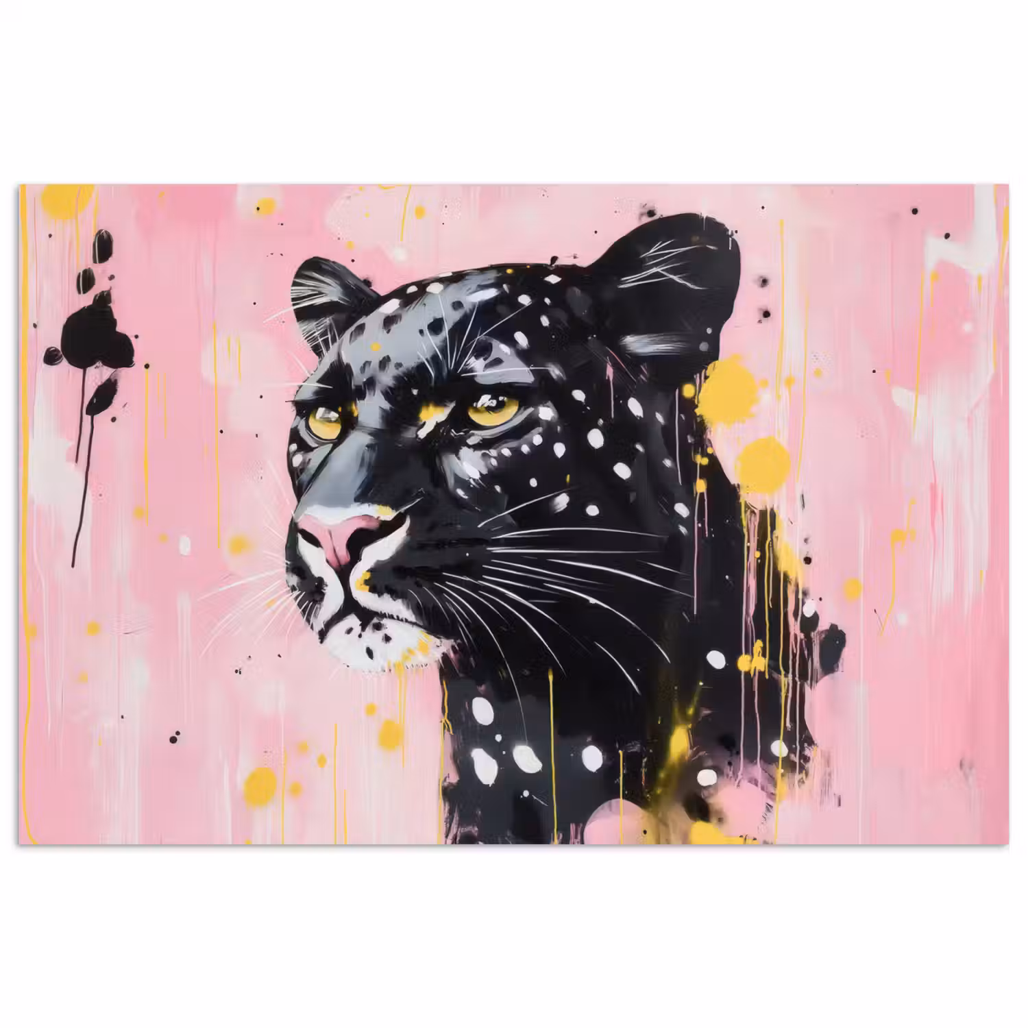 Zwart - Panter - Roze - Abstract poster papier klein -3d