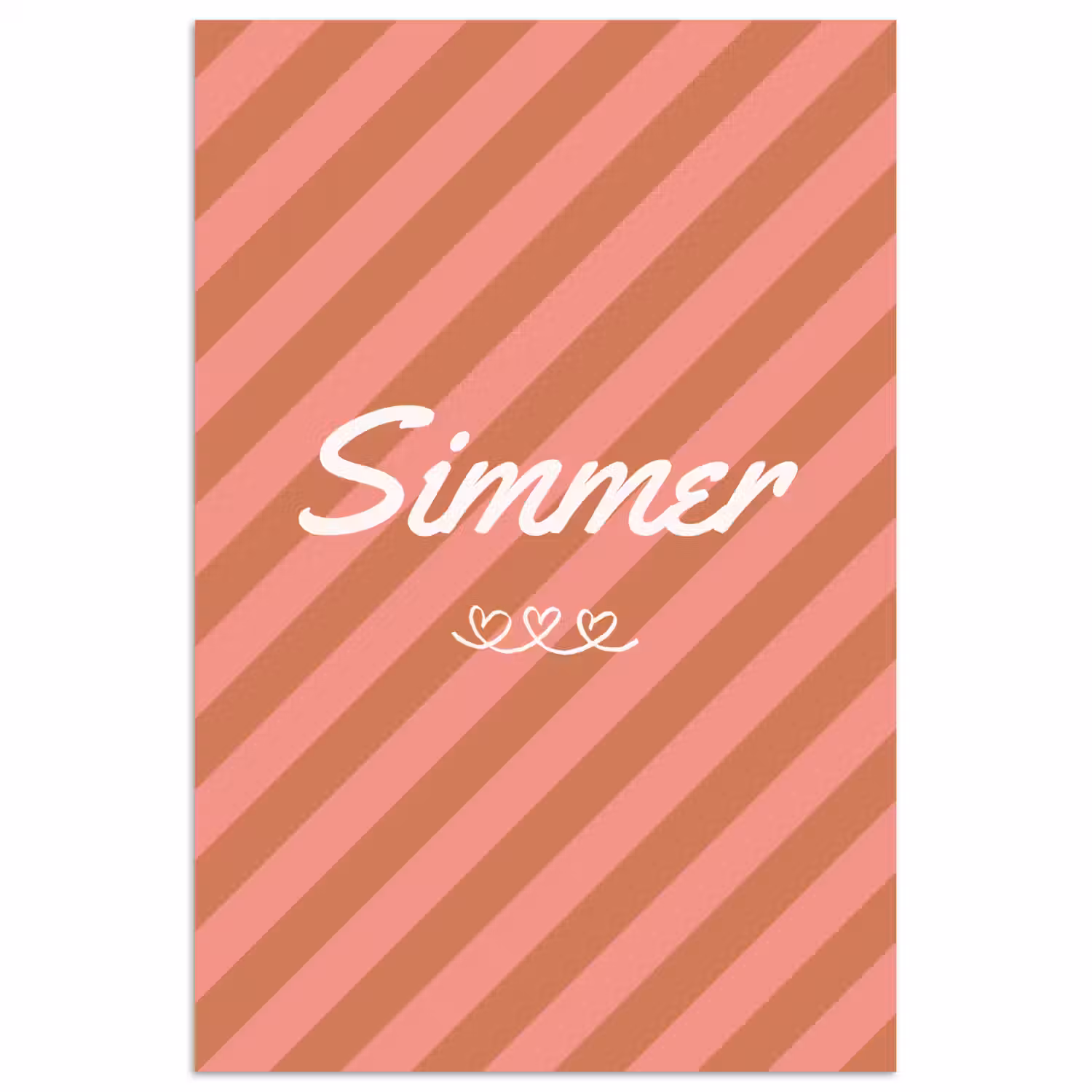 Simmer - Hartjes - Strepen - Roze poster papier klein -3d