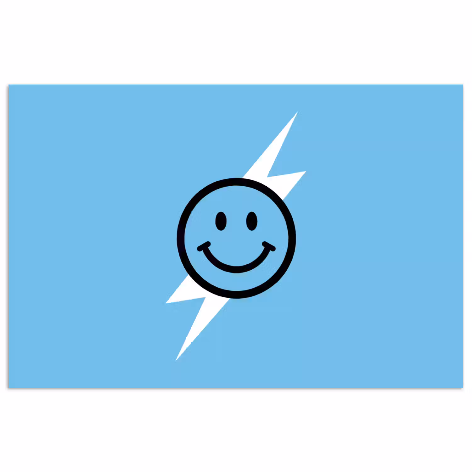 Smiley - Blauw - Bliksem poster papier klein -3d