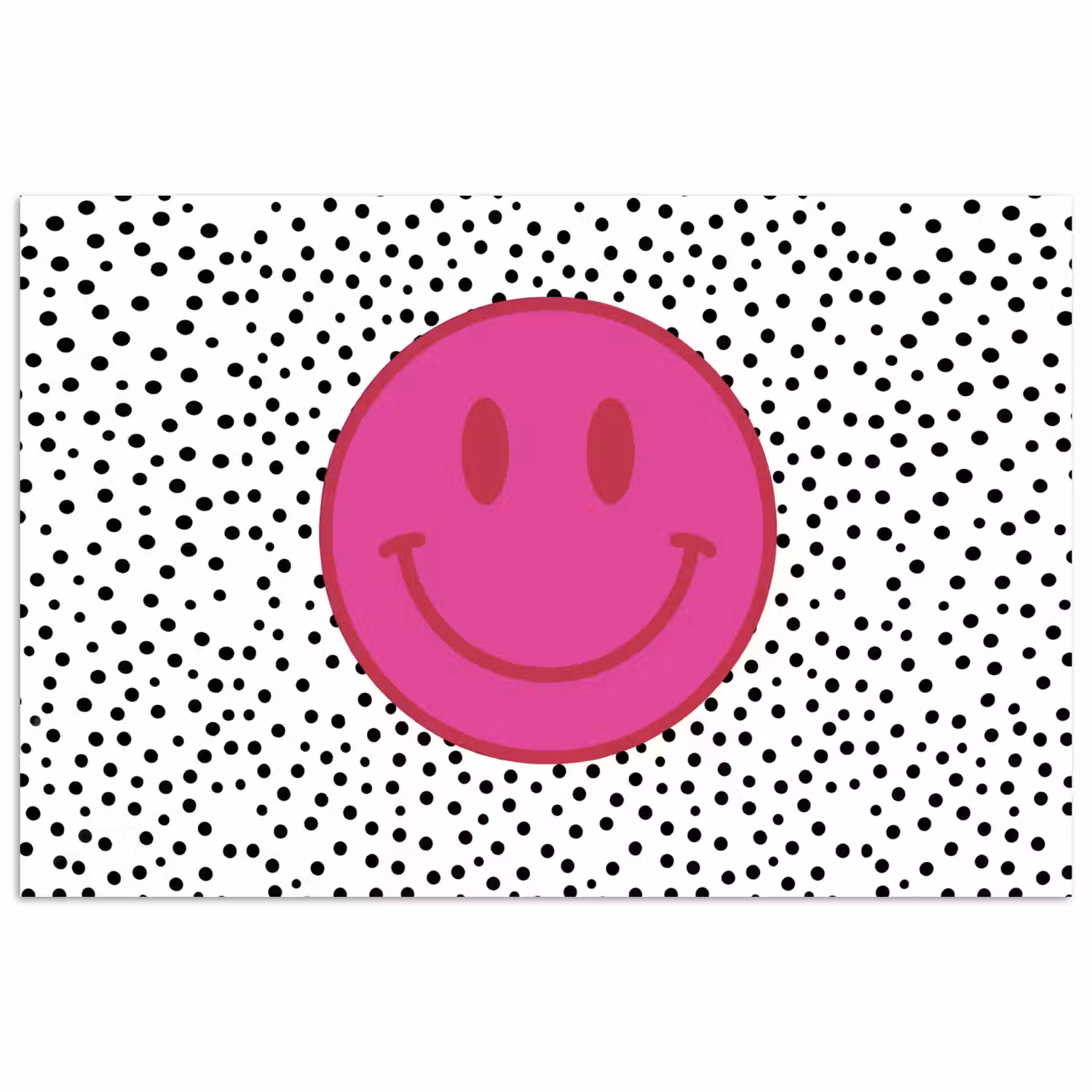 Smiley - Roze - Stippen poster papier klein -3d