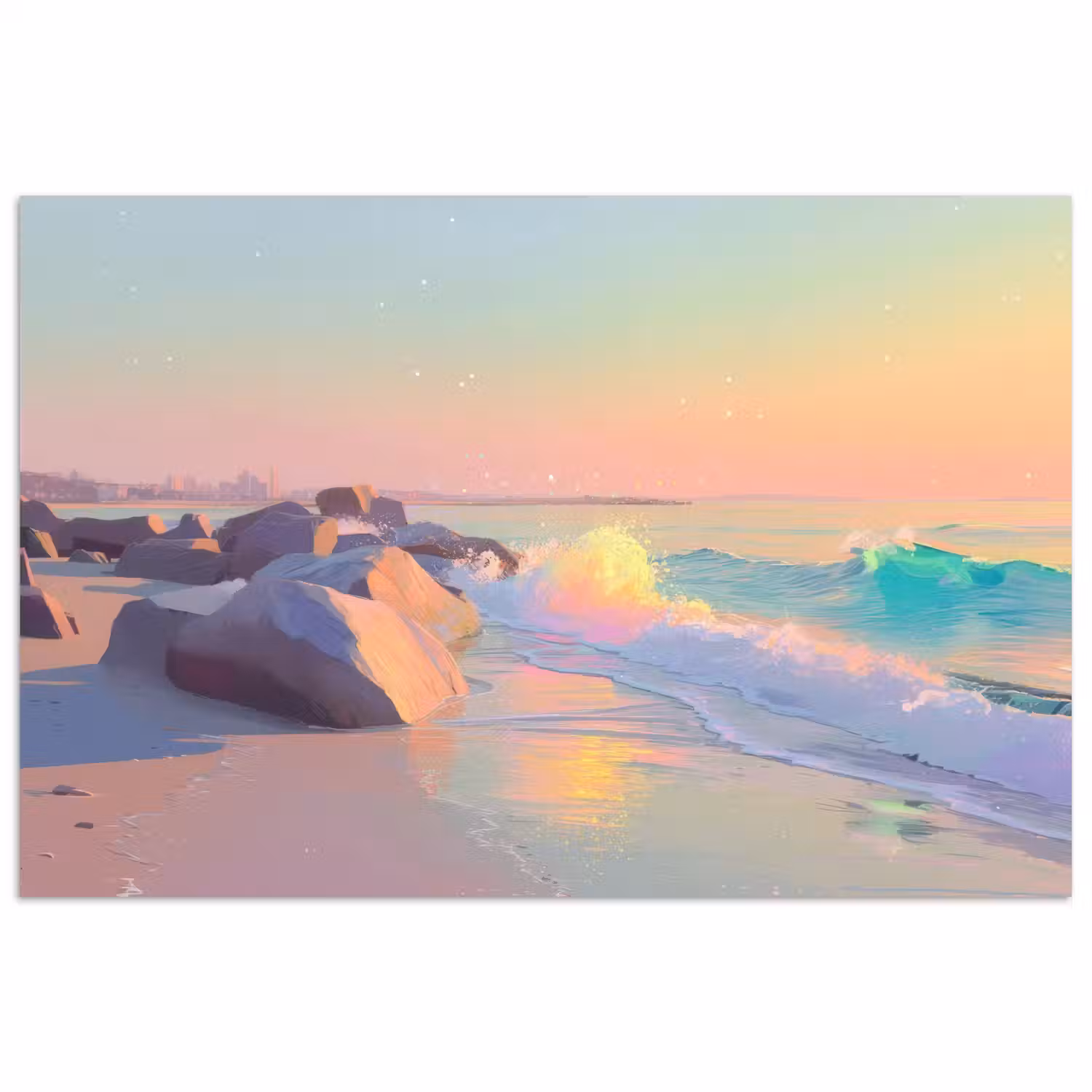Zomerlicht - Strand - Fonkelende accenten poster papier klein -3d