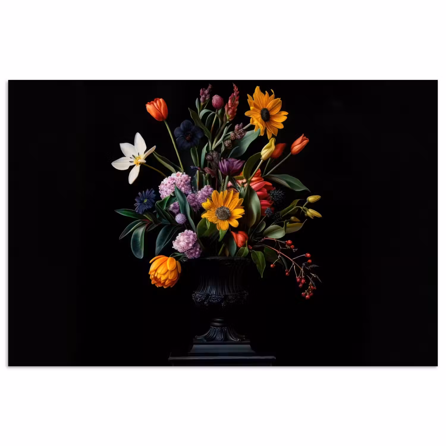 Zonnebloemen - Boeket - Kleurrijk poster papier klein -3d