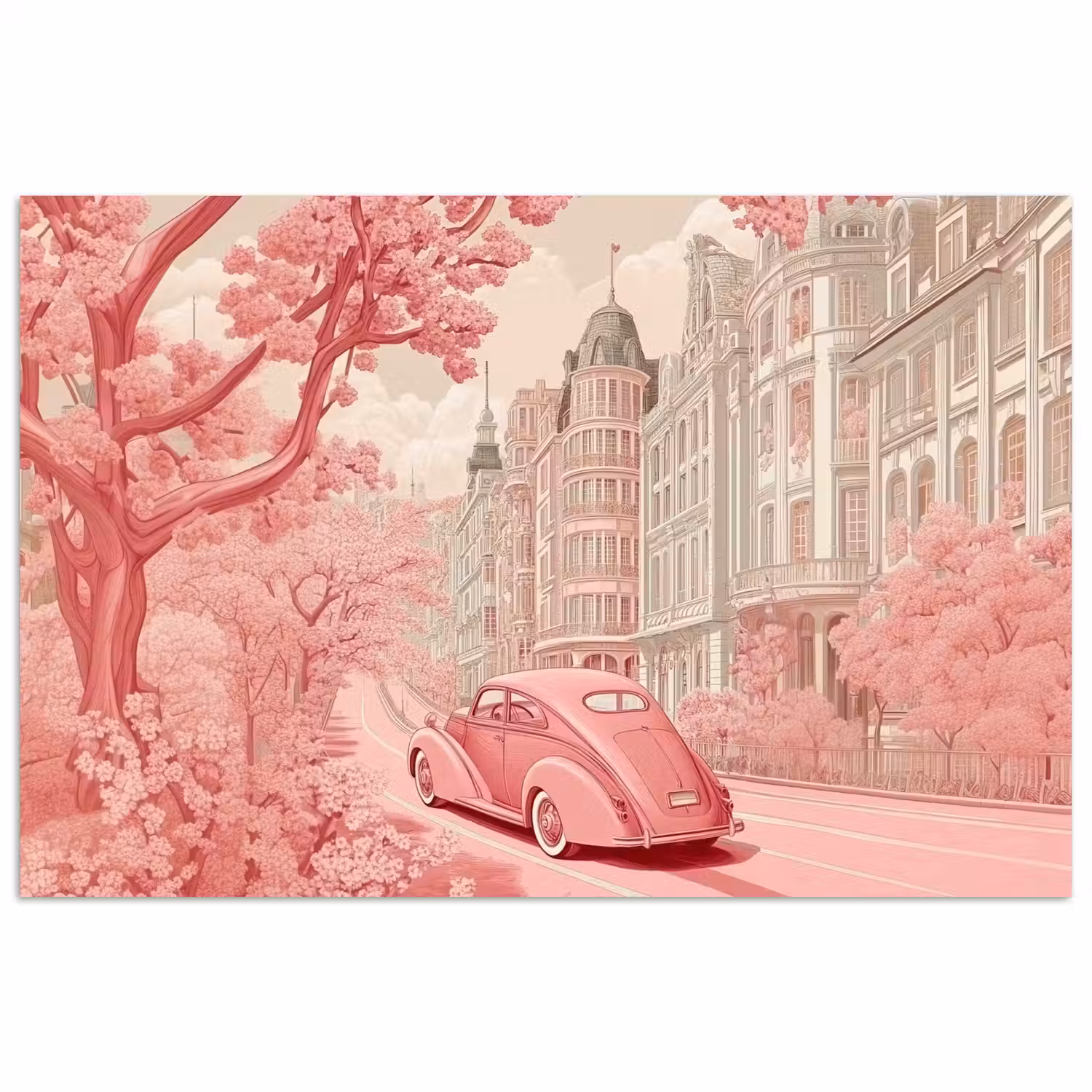 City - Car - Pink poster papier klein -3d