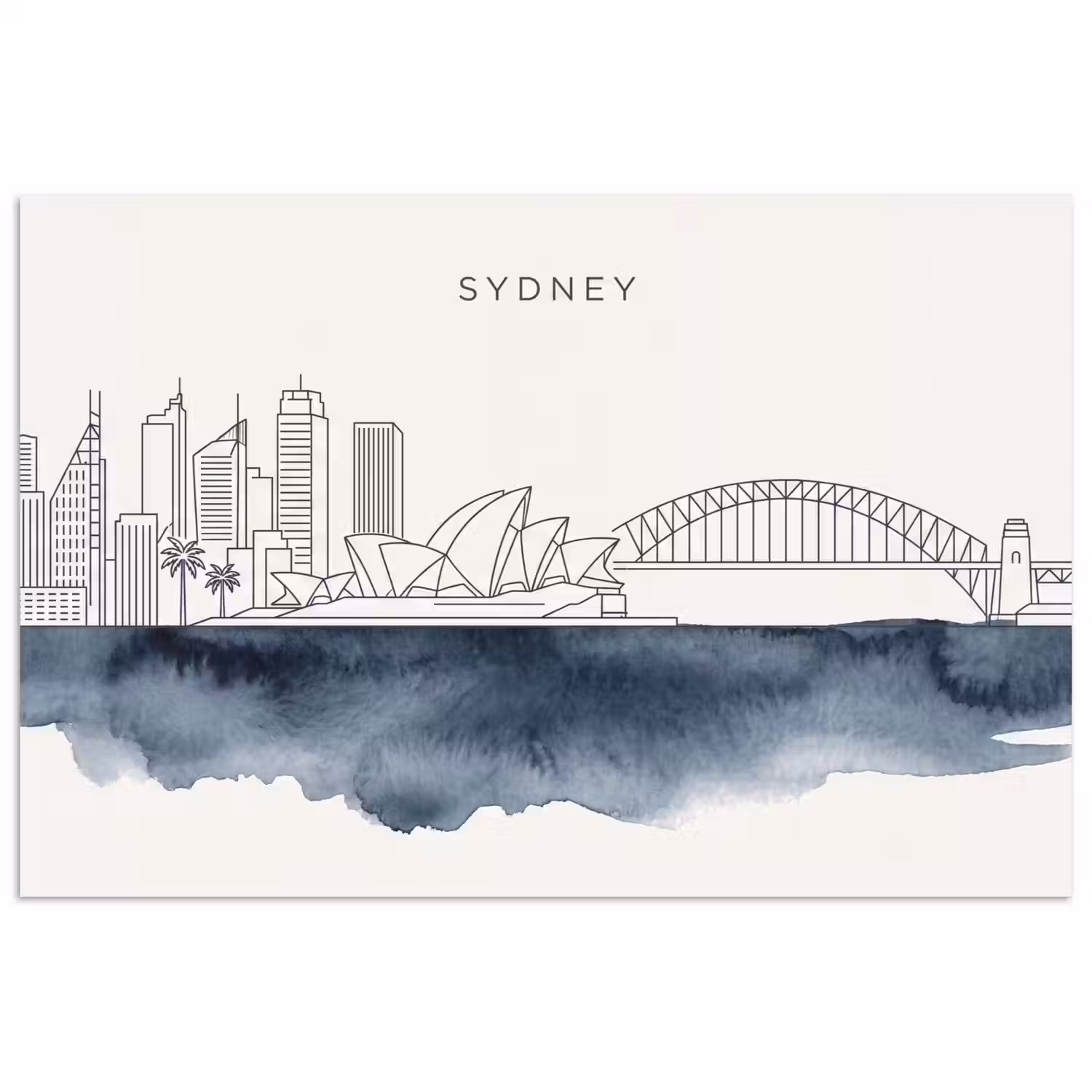 Stad - Skyline - Architectuur - Minimalistisch - Blauw poster papier klein -3d