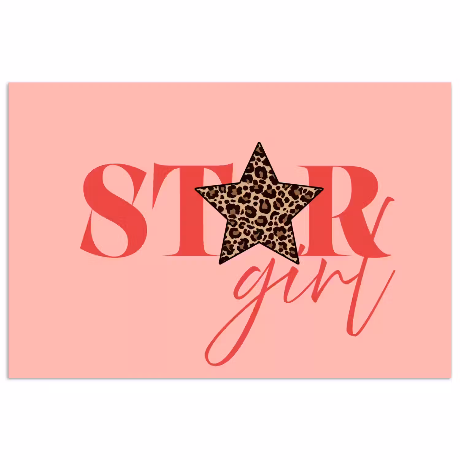 Star girl - Roze - Panter - Ster poster papier klein -3d