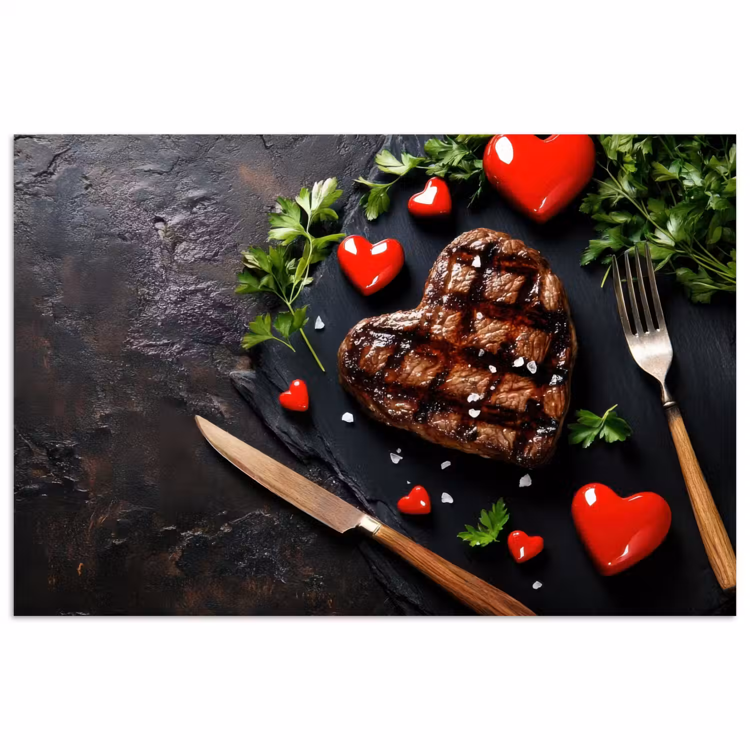 Steak - Hart - Bestek poster papier klein -3d