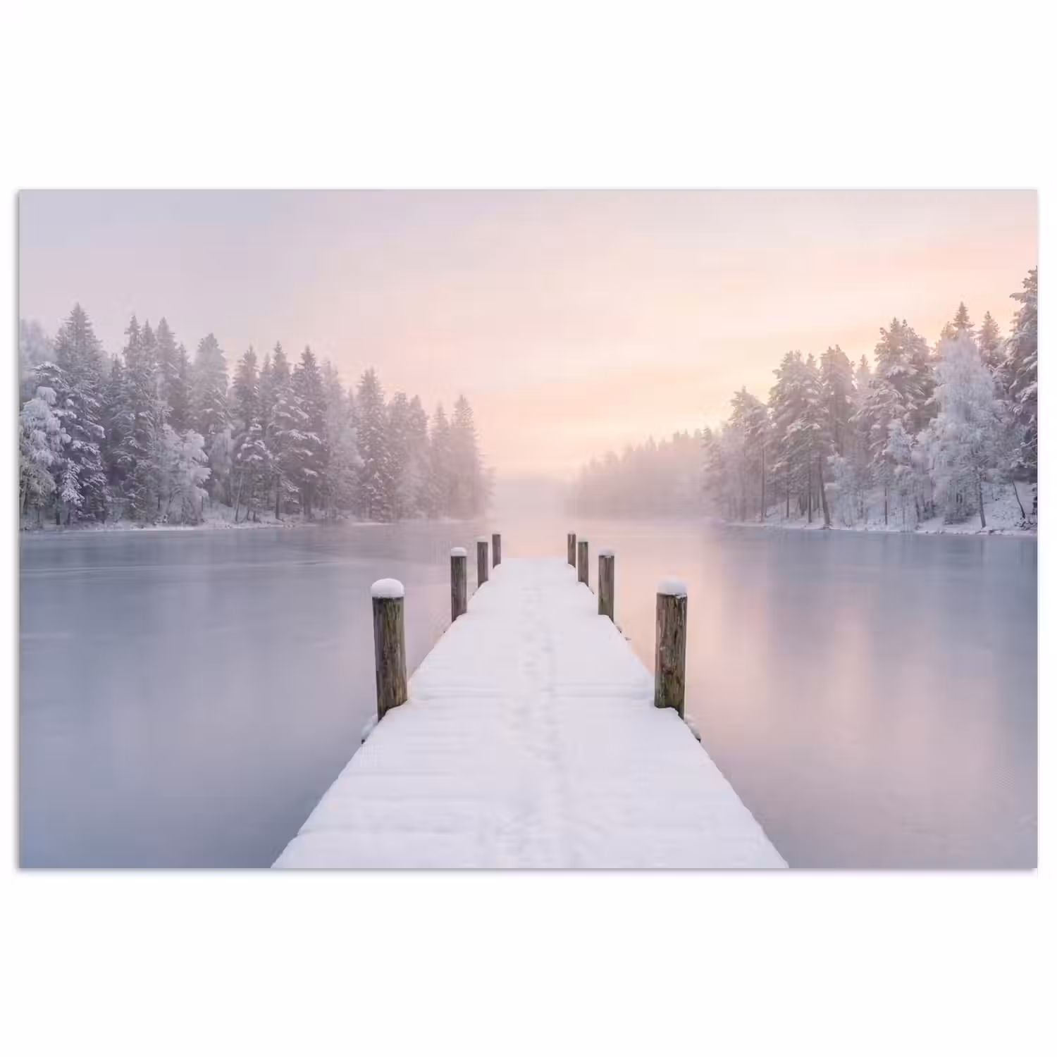 Steiger - Meer - Mist - Winter - Serene poster papier klein -3d
