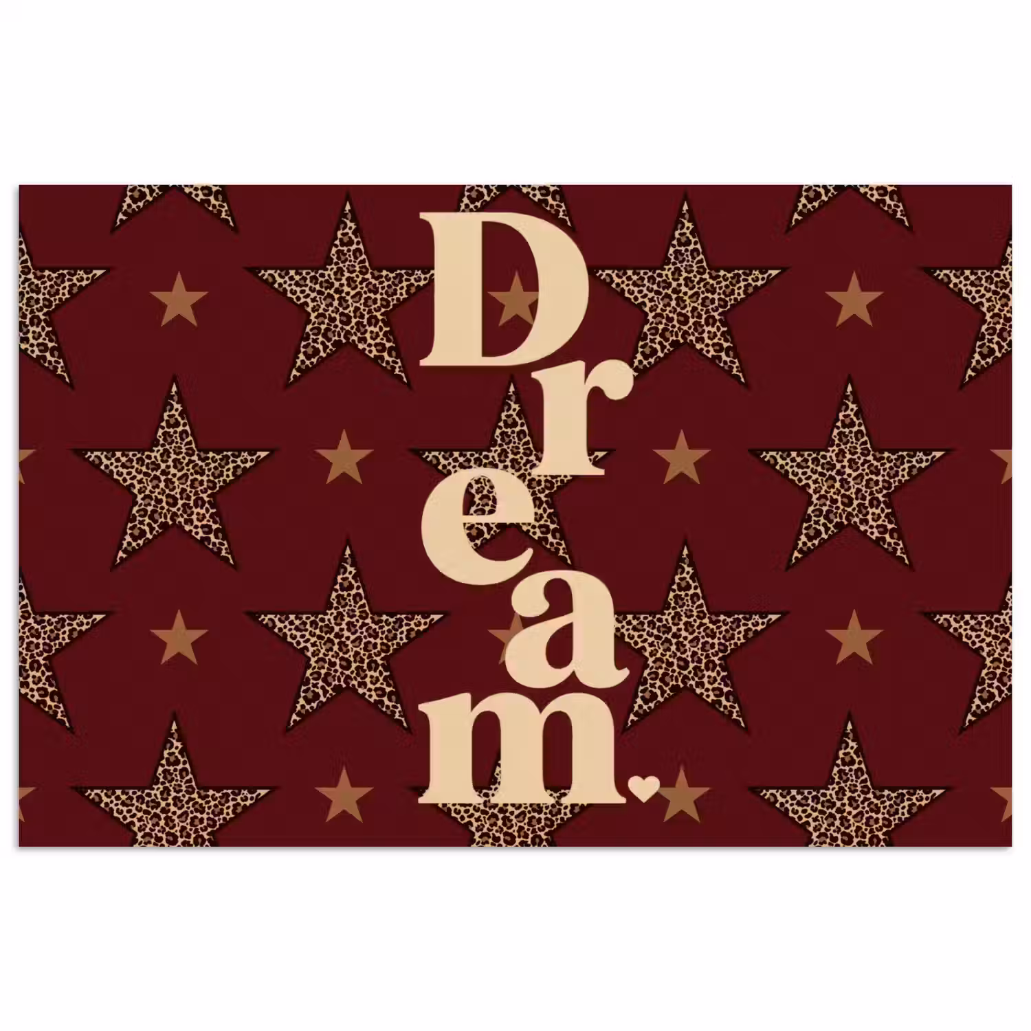 Sterren - Luipaardprint - Dream - Bordeaux poster papier klein -3d