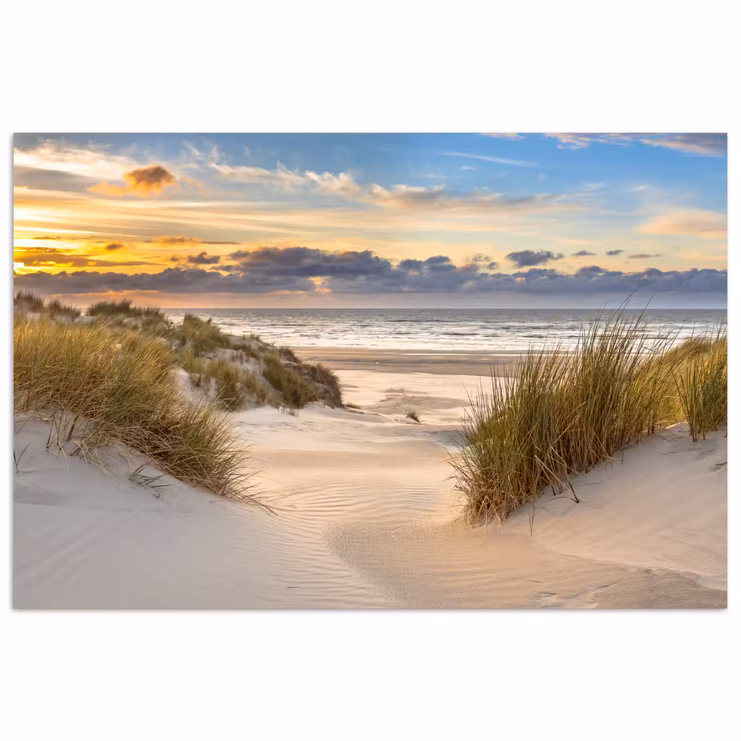 Strand - Duin - Gras - Zonsondergang - Zee poster papier klein -3d