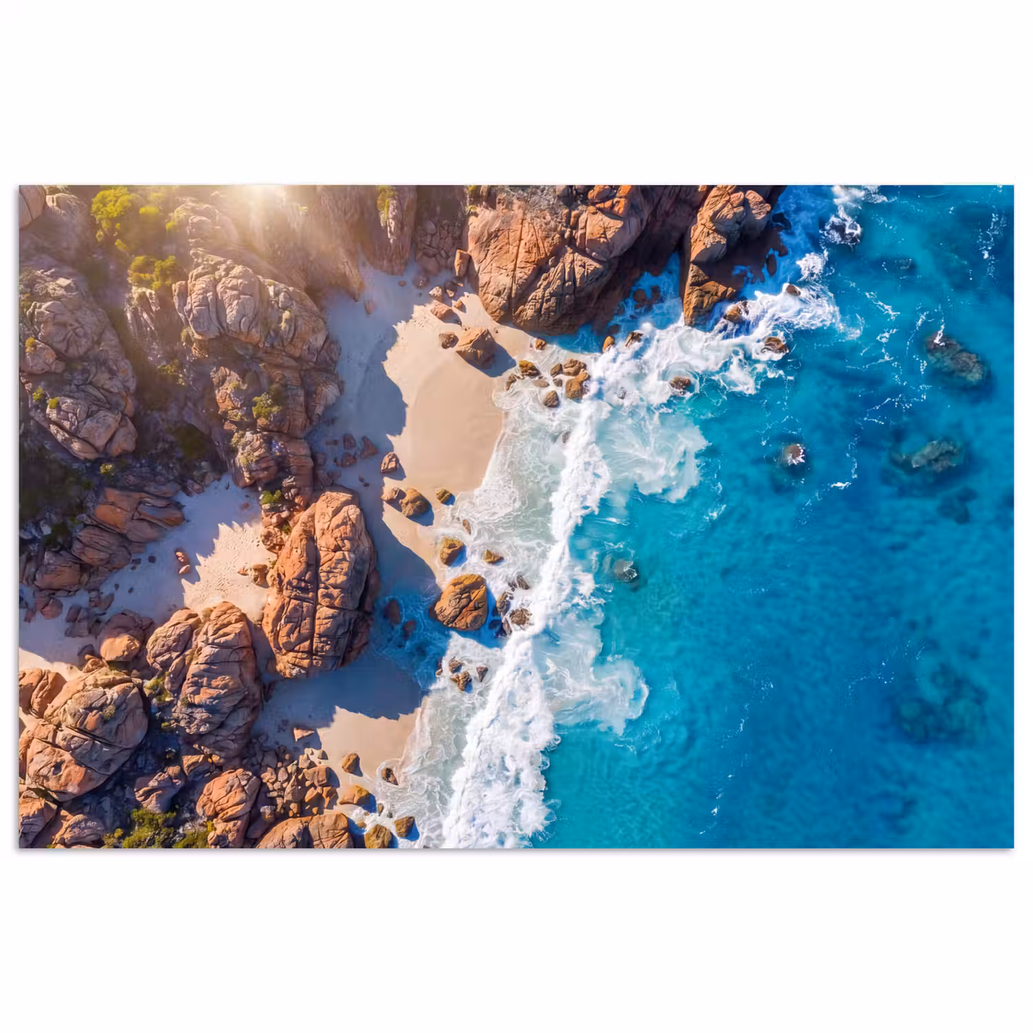 Strand - Zee - Rotsen - Natuur - Blauw poster papier klein -3d