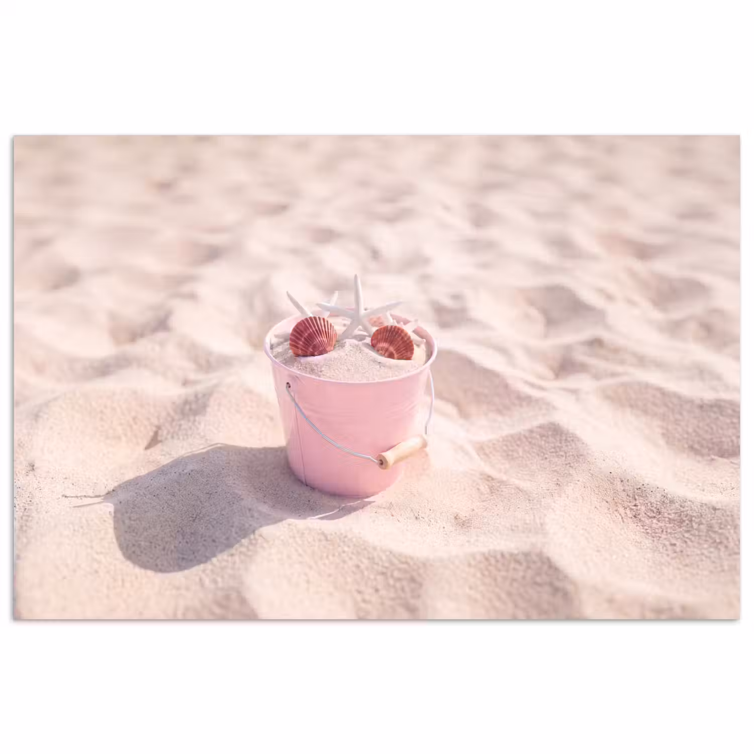 Strand - Schelpen - Zomer - Roze - Decoratie poster papier klein -3d
